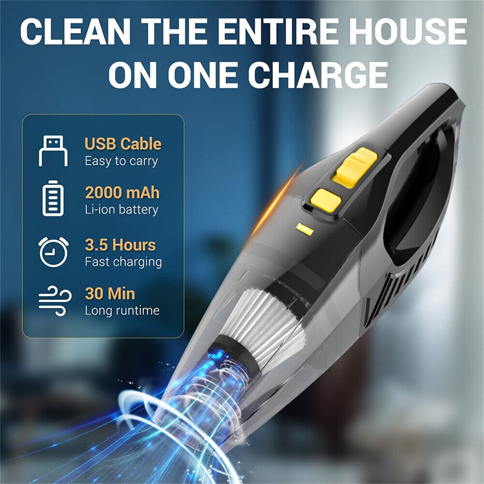 Wireless Portable Handheld Car Vacuum Cleaner Strong Suction Powerful Washable Removable Filter Cleaner - Premium Car Wash Tools from Rapidvehicles - Just $41.99! Shop now at Rapidvehicles