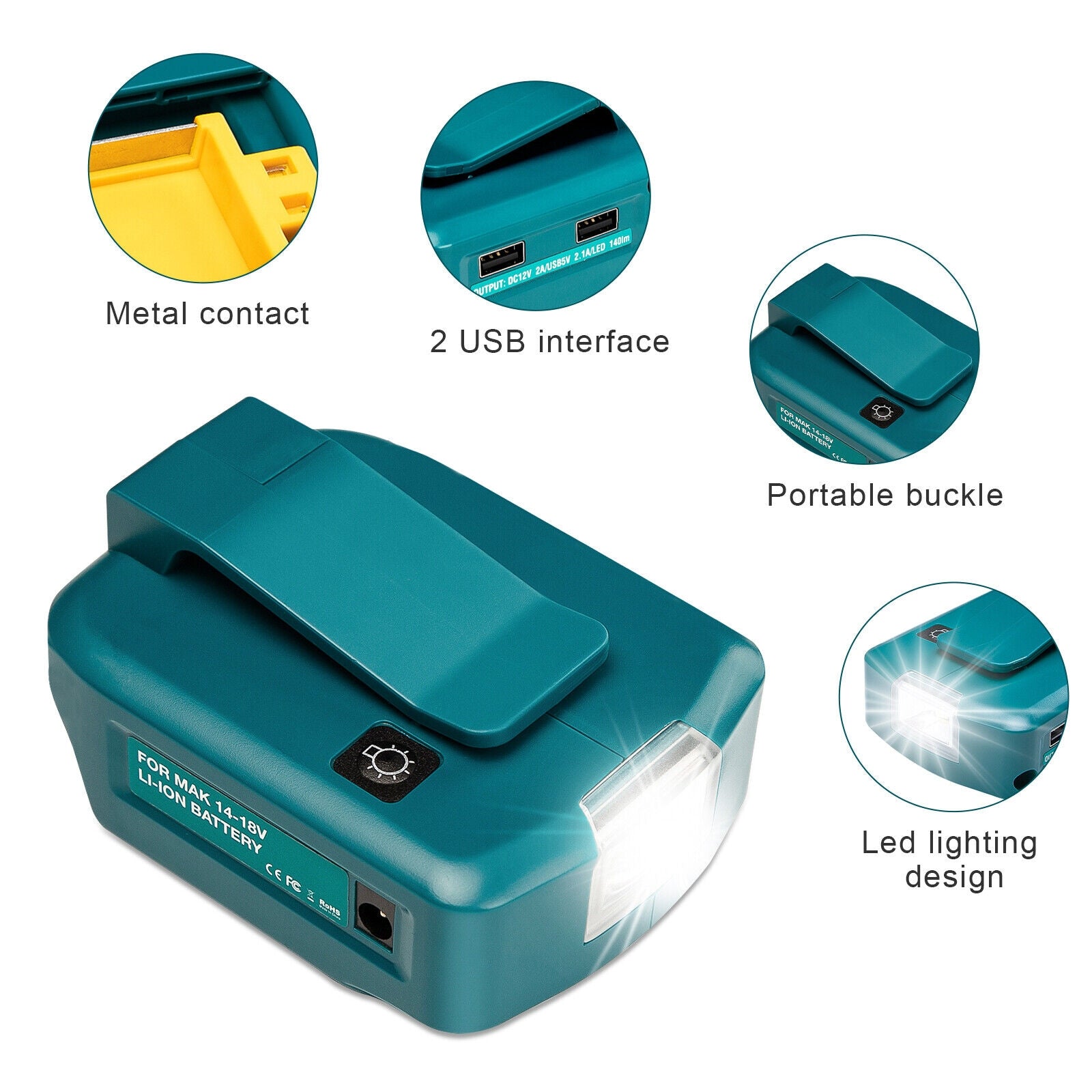 Dual Usb Power Source Charger Li-ion Battery Adapter With Led Lights For Makita 14.4-18v MT45 USB 3W lights - Premium Car Chargers from Rapidvehicles - Just $35.99! Shop now at Rapidvehicles