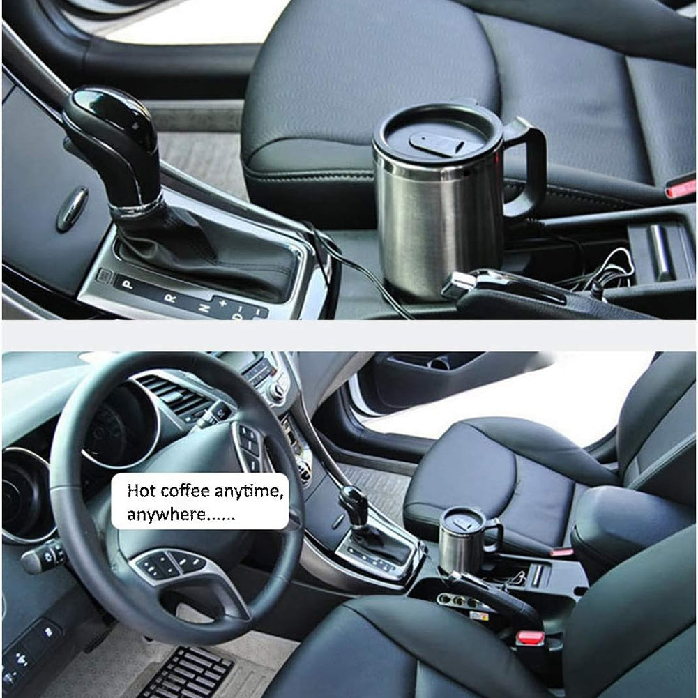 12V Car Heating Cup Car Heated Mug 450ml Stainless Steel Travel - Premium Car Organizers from Rapidvehicles - Just $25.99! Shop now at Rapidvehicles