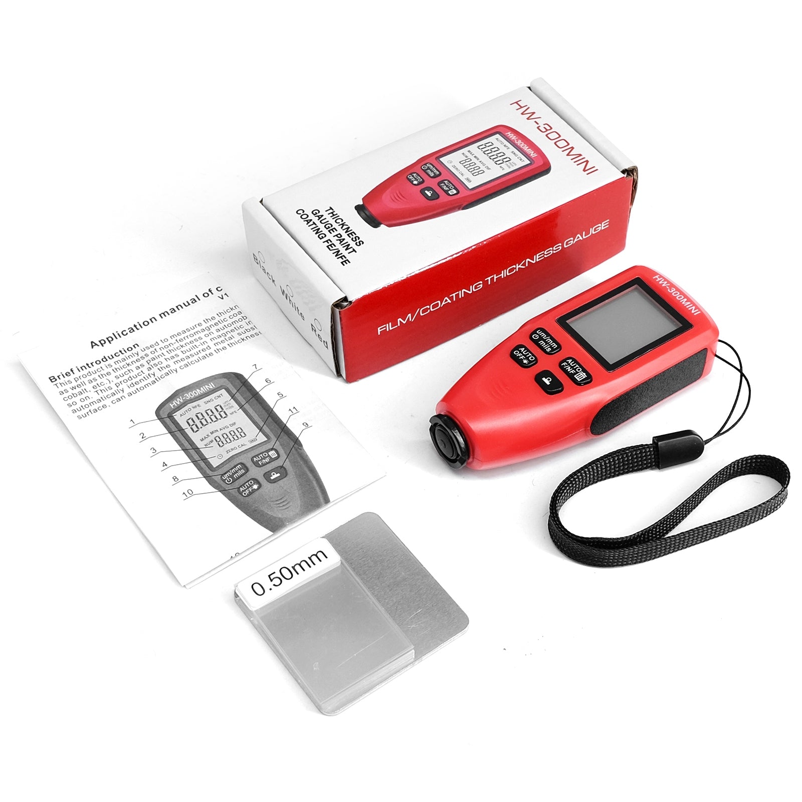 Hw300-Mini Automobile Thickness Gauge Car Paint Tester 0um-2000um Thickness Coating Meter for Fe/Nfe Red - Premium Test & Measure from Rapidvehicles - Just $34.99! Shop now at Rapidvehicles