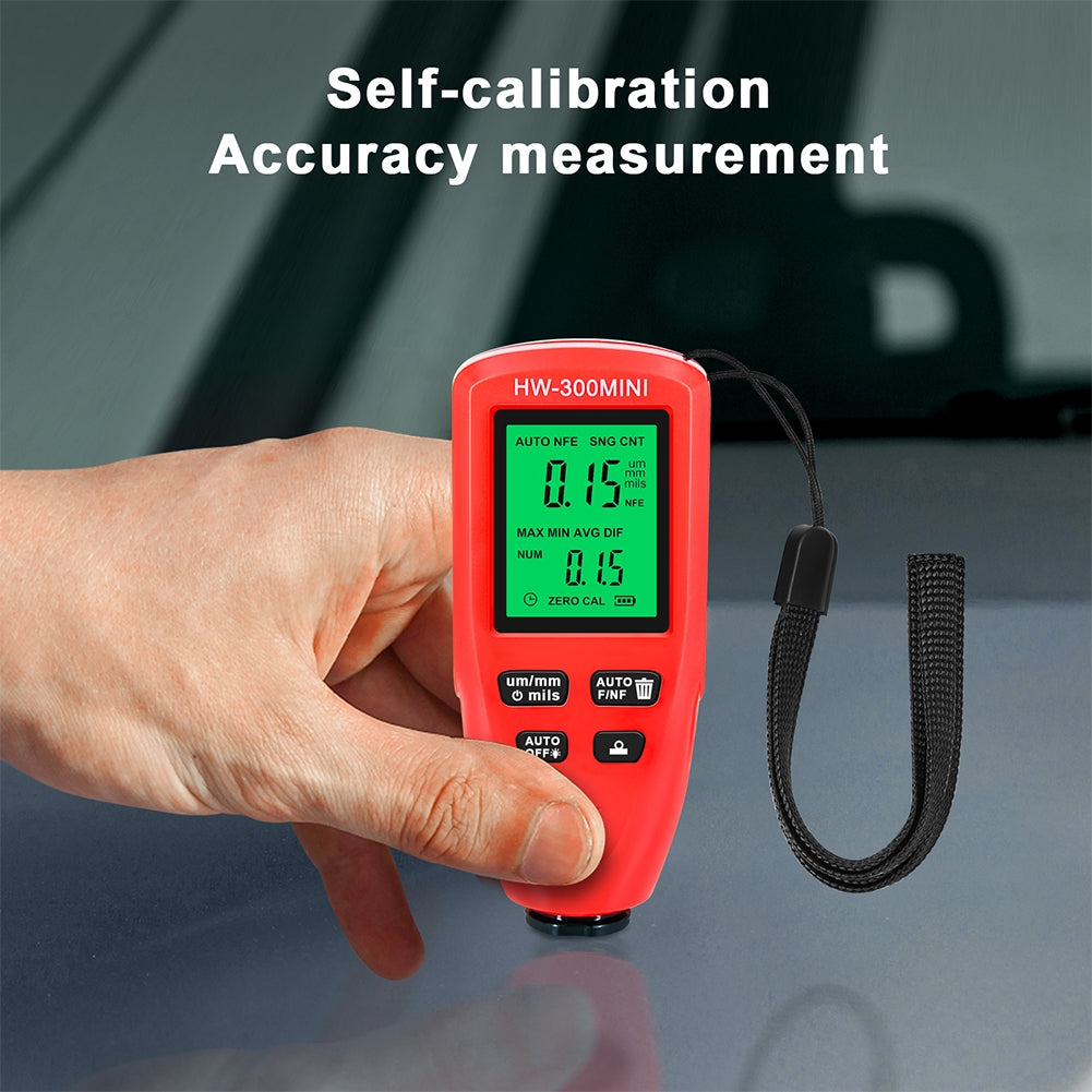 Hw300-Mini Automobile Thickness Gauge Car Paint Tester 0um-2000um Thickness Coating Meter for Fe/Nfe Red - Premium Test & Measure from Rapidvehicles - Just $34.99! Shop now at Rapidvehicles