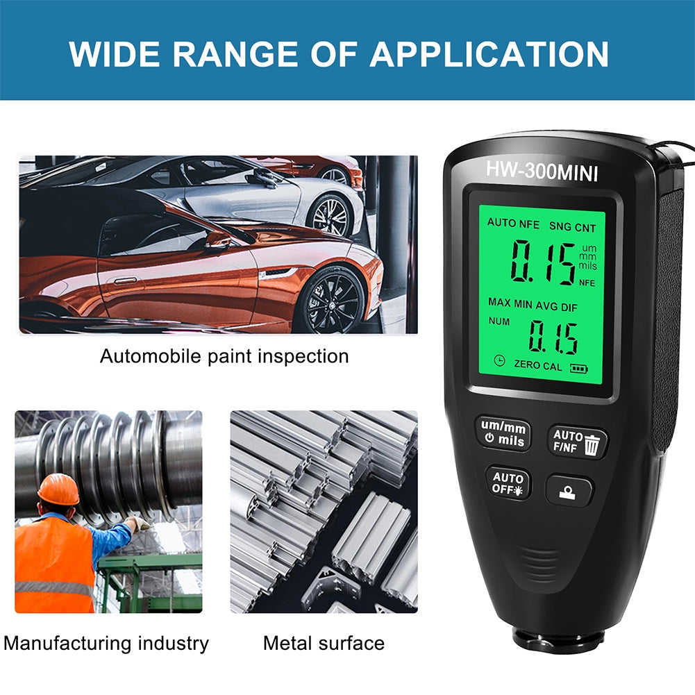 Hw300-Mini Automobile Thickness Gauge Car Paint Tester 0um-2000um Thickness Coating Meter for Fe/Nfe Black - Premium Test & Measure from Rapidvehicles - Just $34.99! Shop now at Rapidvehicles