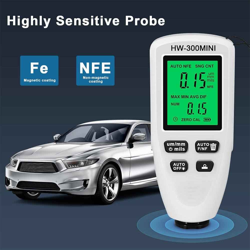 Hw300-Mini Automobile Thickness Gauge Car Paint Tester 0um-2000um Thickness Coating Meter for Fe/Nfe White - Premium Test & Measure from Rapidvehicles - Just $34.99! Shop now at Rapidvehicles