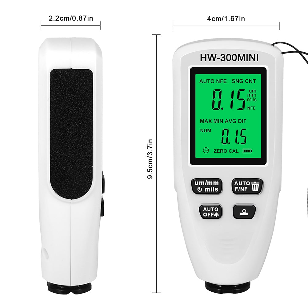 Hw300-Mini Automobile Thickness Gauge Car Paint Tester 0um-2000um Thickness Coating Meter for Fe/Nfe White - Premium Test & Measure from Rapidvehicles - Just $34.99! Shop now at Rapidvehicles