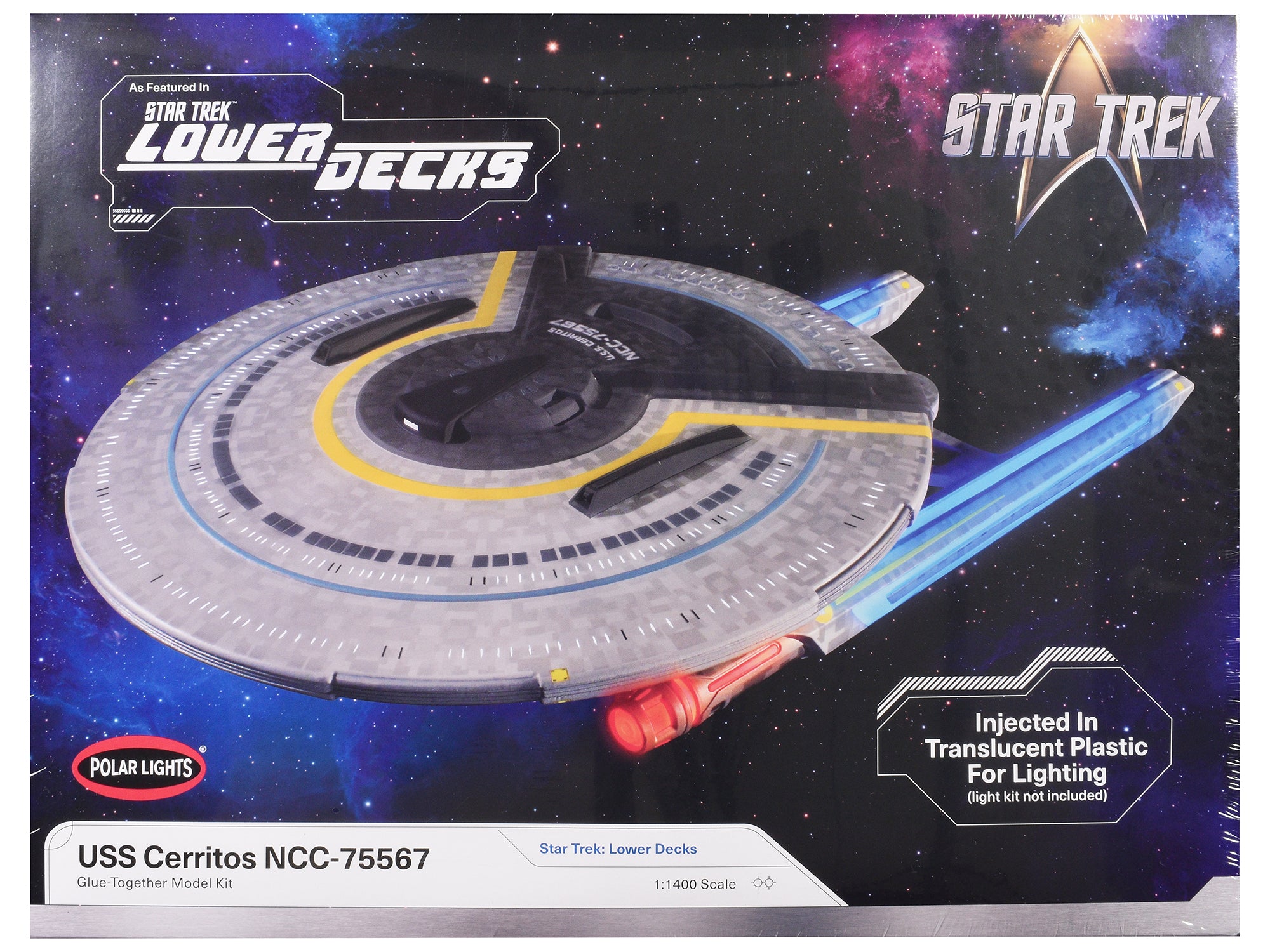 Skill 2 Model Kit USS Cerritos NCC-75567 Spacecraft "Star Trek: Lower Decks" (2020-2024) TV Series 1/1400 Scale Model by Polar Lights free shipping USA