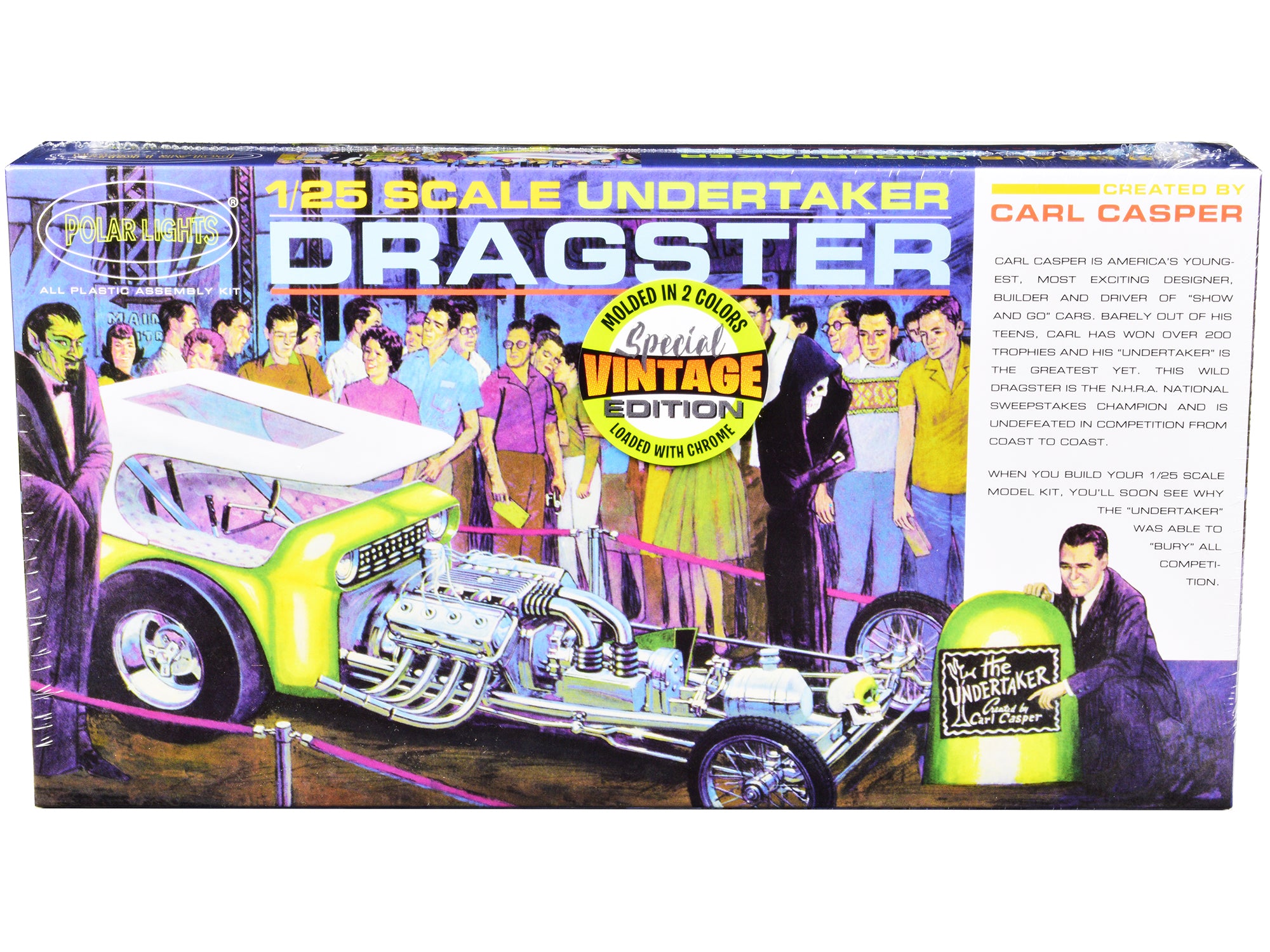 Skill 2 Model Kit Undertaker Dragster by Carl Casper 1/25 Scale Model by Polar Lights free shipping USA