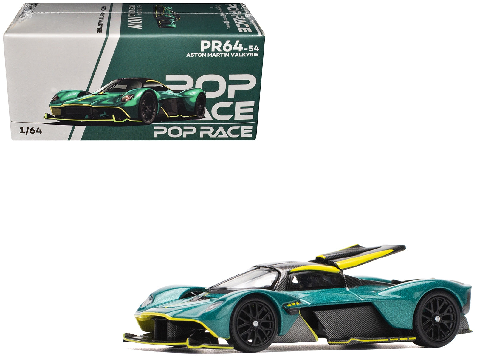 Aston Martin Valkyrie Green Metallic with Carbon Top 1/64 Diecast Model Car by Pop Race - Premium Aston Martin Models from Pop Race - Just $45.99! Shop now at Rapidvehicles