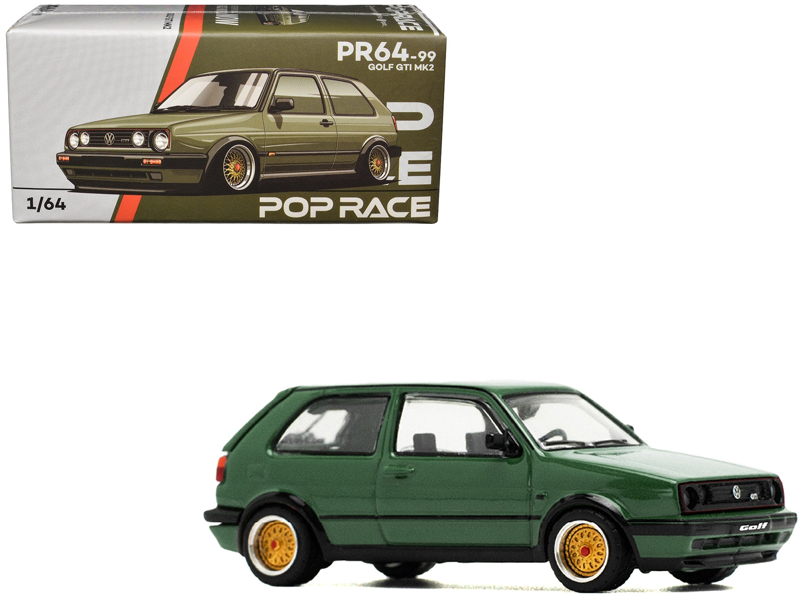 Volkswagen Golf GTI MK2 Green 1/64 Diecast Model Car by Pop Race - Premium Volkswagen Models from Pop Race - Just $37.99! Shop now at Rapidvehicles