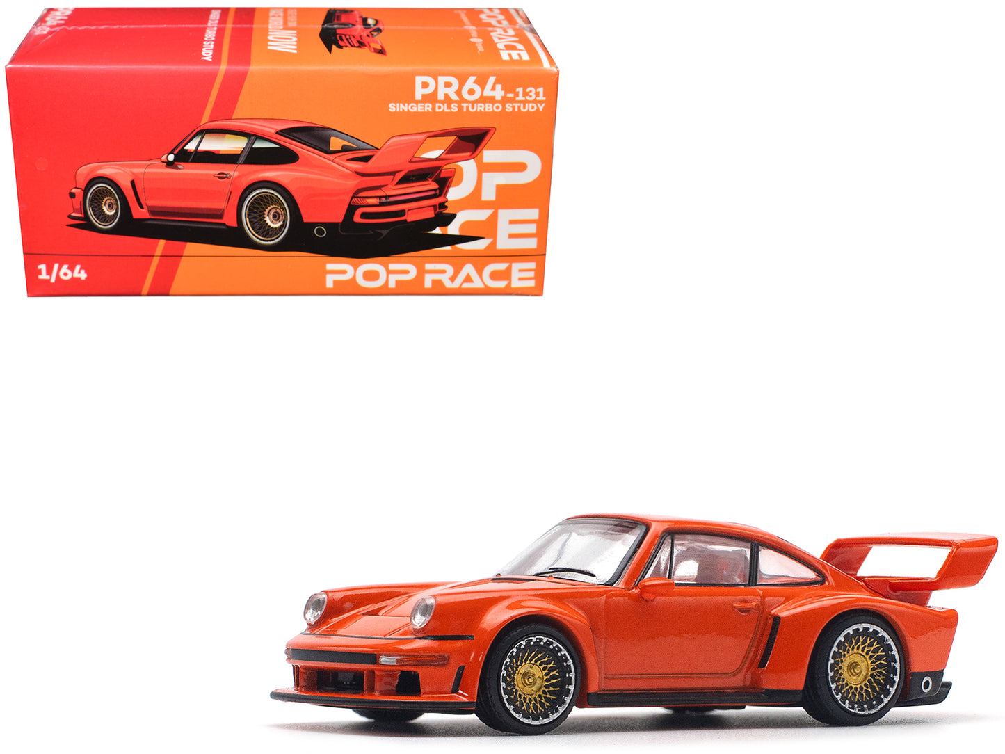 Singer DLS Turbo Study Orange Metallic 1/64 Diecast Model Car by Pop Race