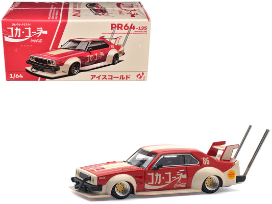 Skyline GT-R V8 Drift "Hakosuka" RHD (Right Hand Drive) "Coca-Cola (Japan)" Red and Cream 1/64 Diecast Model Car by Pop Race - Use code SHOPAPP15 to get 15 percent off
