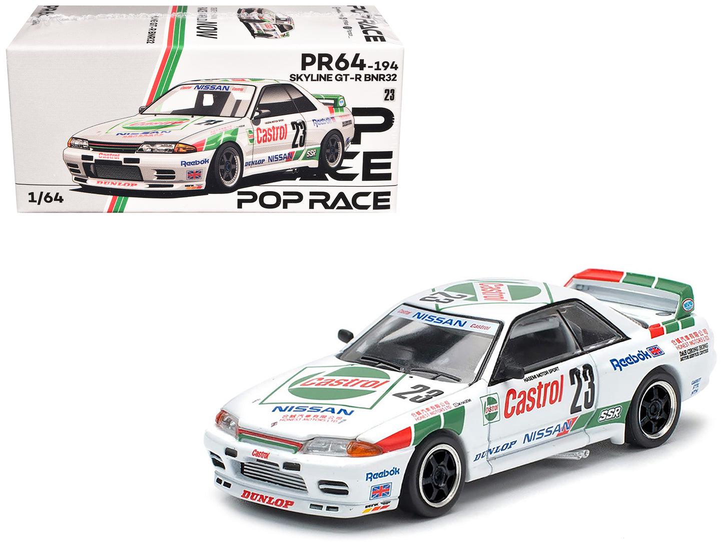 Nissan Skyline GT-R (BNR32) RHD (Right Hand Drive) #23 Winner "Macau Guia Race" (1990) 1/64 Diecast Model Car by Pop Race - Use code SHOPAPP15 to get 15 percent off