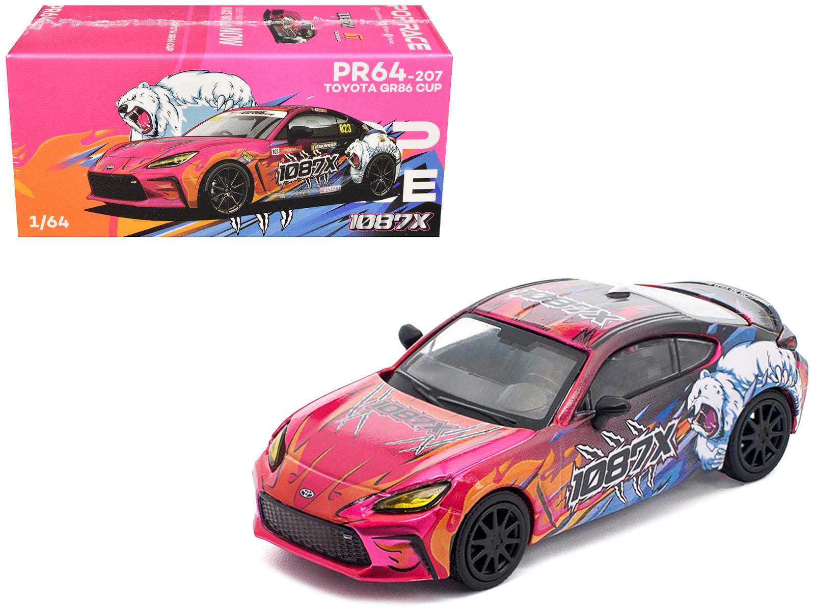 Toyota GR86 #823 1087X "Toyota GR86 Cup" (2025) 1/64 Diecast Model Car by Pop Race free shipping USA