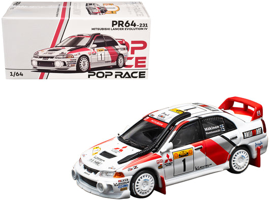 Mitsubishi Lancer Evolution IV RHD (Right Hand Drive) #1 Tommi Makinen - Risto Mannisenmaki "Safari Rally Kenya" (1998) 1/64 Diecast Model Car by Pop Race - Use code SHOPAPP15 to get 15 percent off