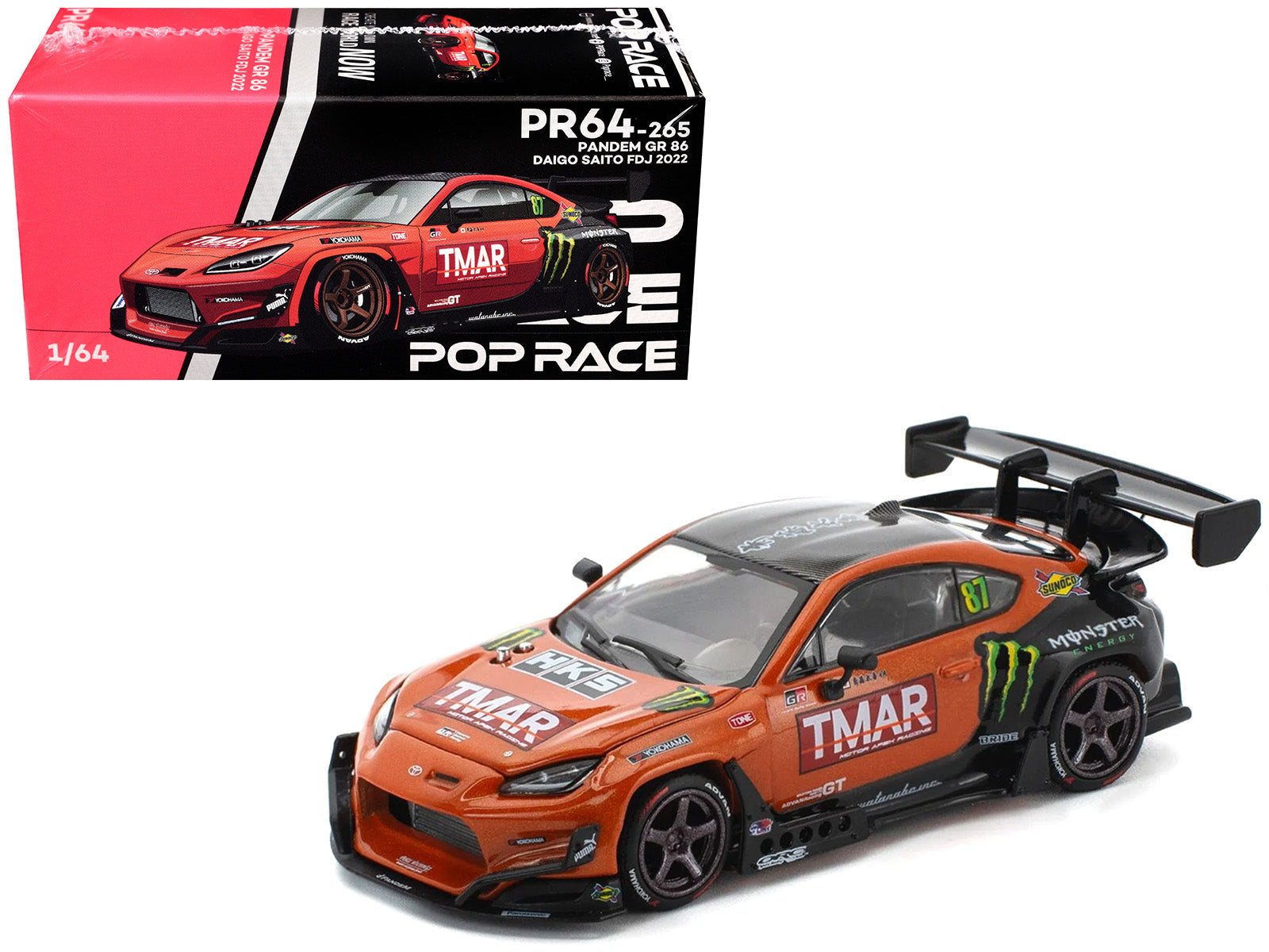 Toyota Pandem GR86 #87 Daigo Saito "Formula Drift Japan" (2022) 1/64 Diecast Model Car by Pop Race free shipping USA