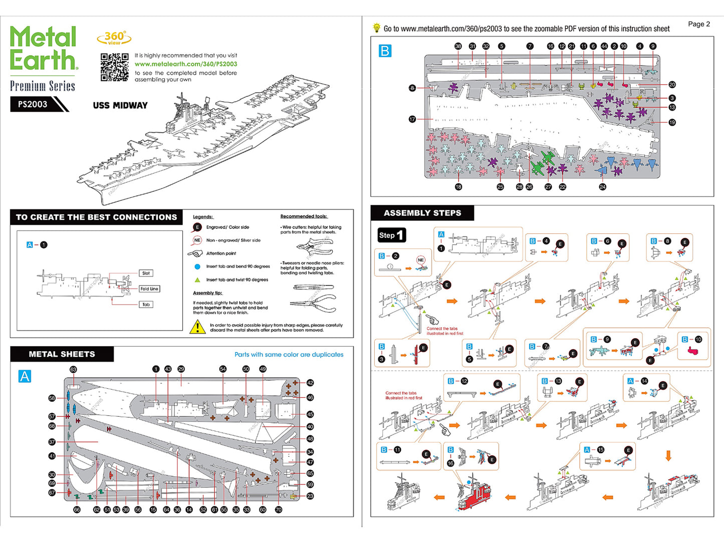 Model Kit USS Midway (CV-41) Aircraft Carrier (Challenging Difficulty) Steel Model by Metal Earth