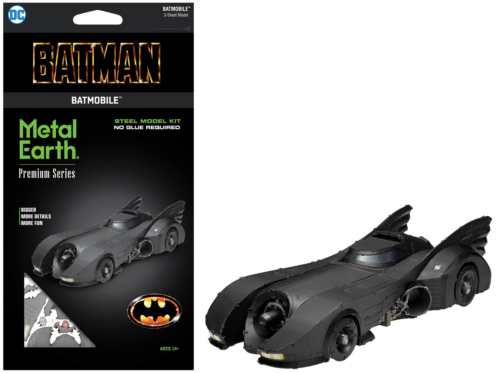 Model Kit 1989 Batmobile Black "Batman" (1989) Movie (Challenging Difficulty) Steel Model by Metal Earth free shipping USA