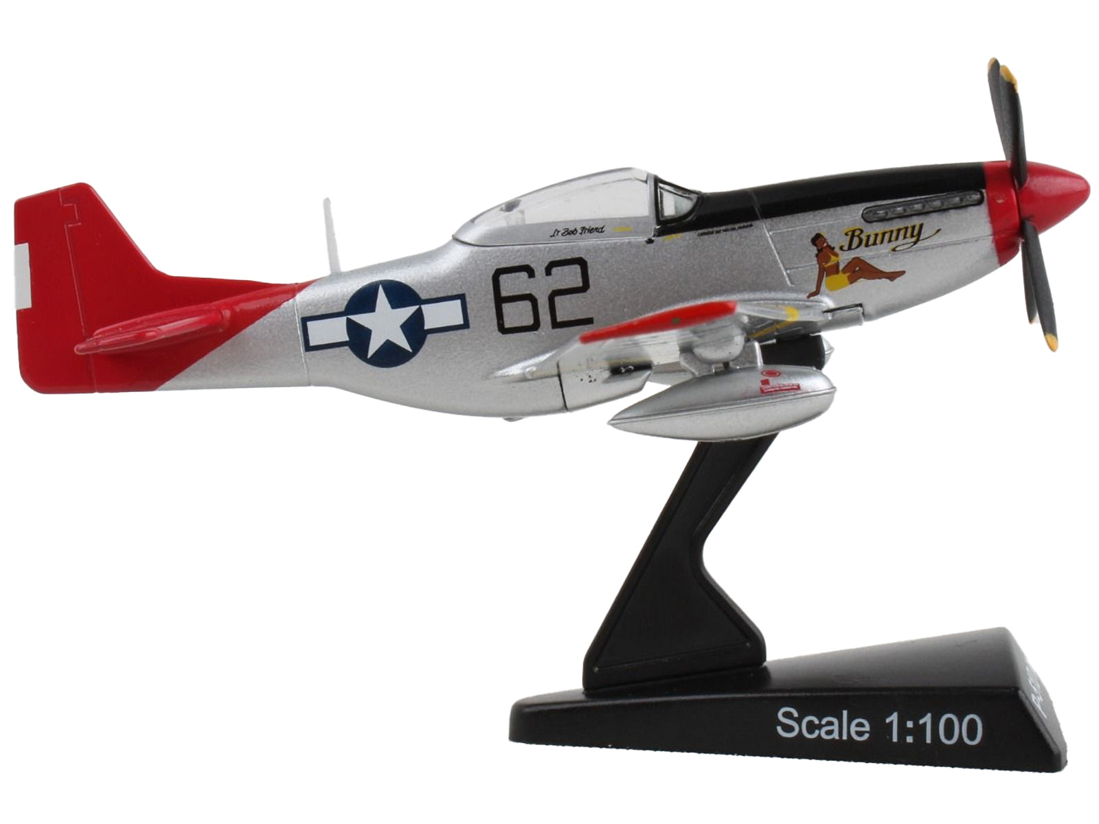 North American P-51D Mustang Fighter Aircraft #62 "Bunny" United States Army Air Force 1/100 Diecast Model Airplane by Postage Stamp - Premium Military Models from Postage Stamp - Just $43.99! Shop now at Rapidvehicles