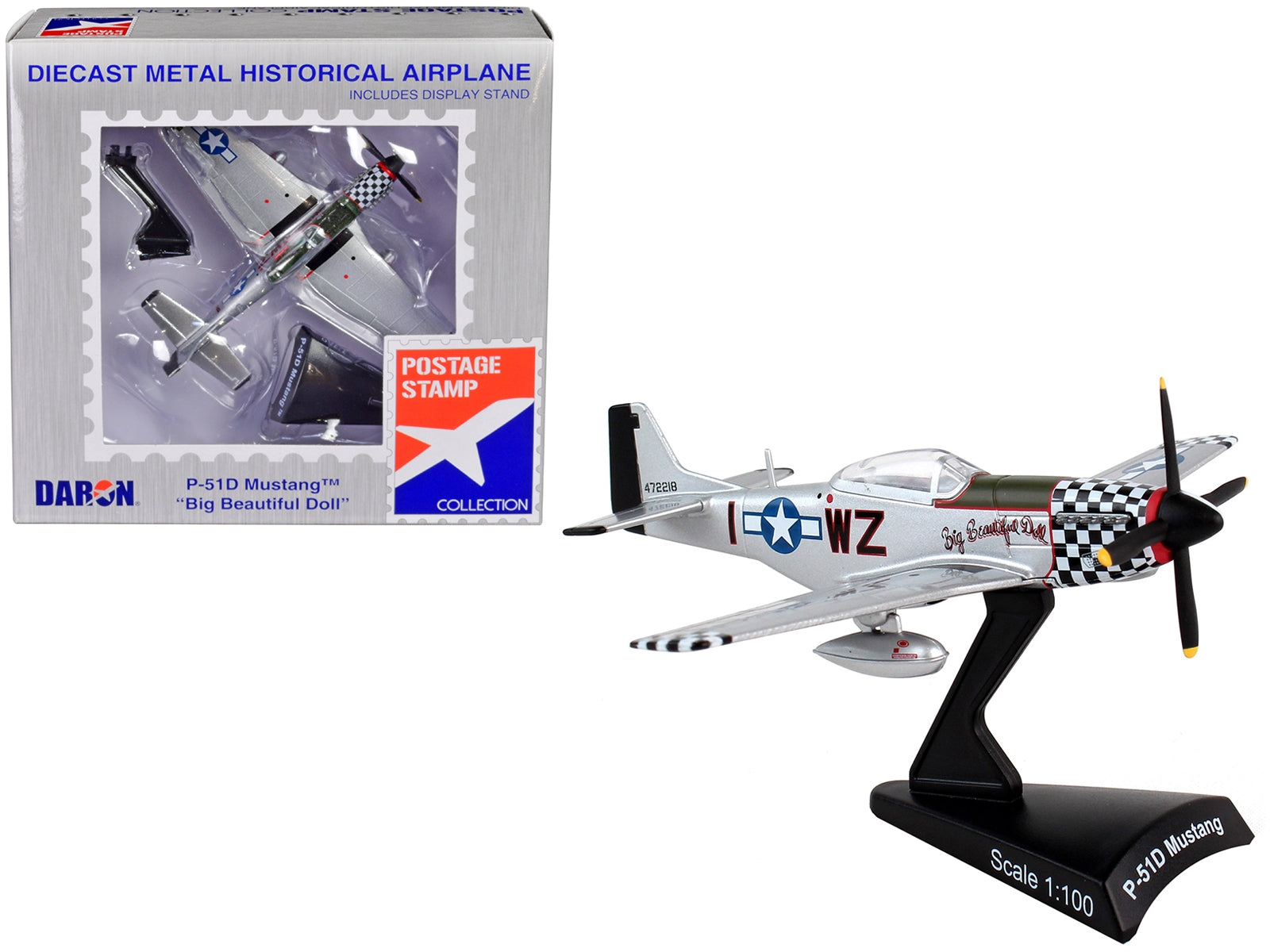 North American P-51D Mustang Fighter Aircraft "Big Beautiful Doll" United States Army Air Forces 1/100 Diecast Model Airplane by Postage Stamp - Premium Aircrafts and War Planes from Postage Stamp - Just $41.99! Shop now at Rapidvehicles