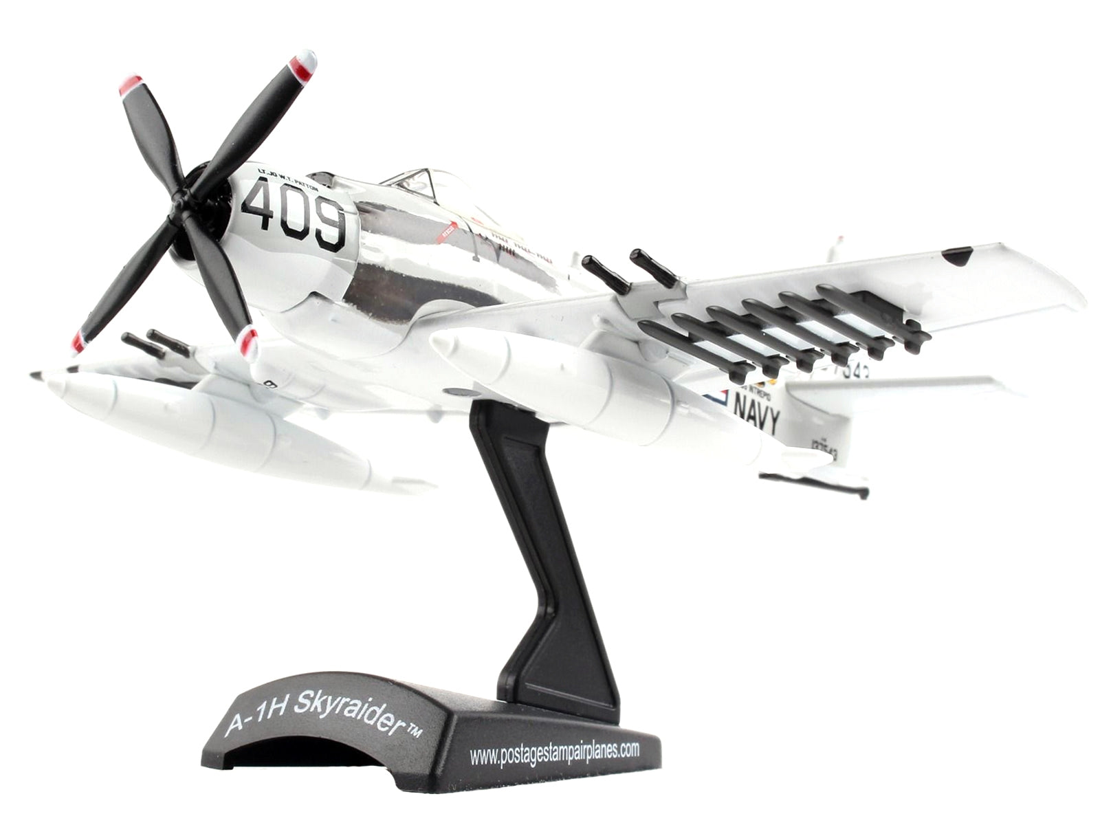 Douglas A-1 Skyraider Aircraft "Papoose Flight" United States Navy 1/110 Diecast Model Airplane by Postage Stamp