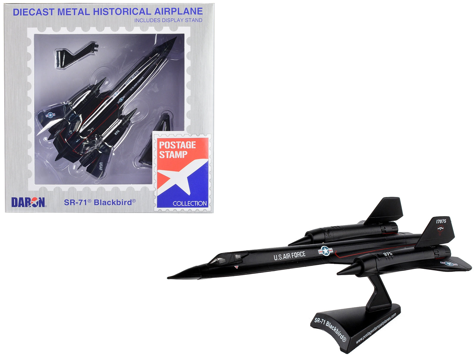 Lockheed SR-71 Blackbird Aircraft "United States Air Force" 1/200 Diecast Model Airplane by Postage Stamp