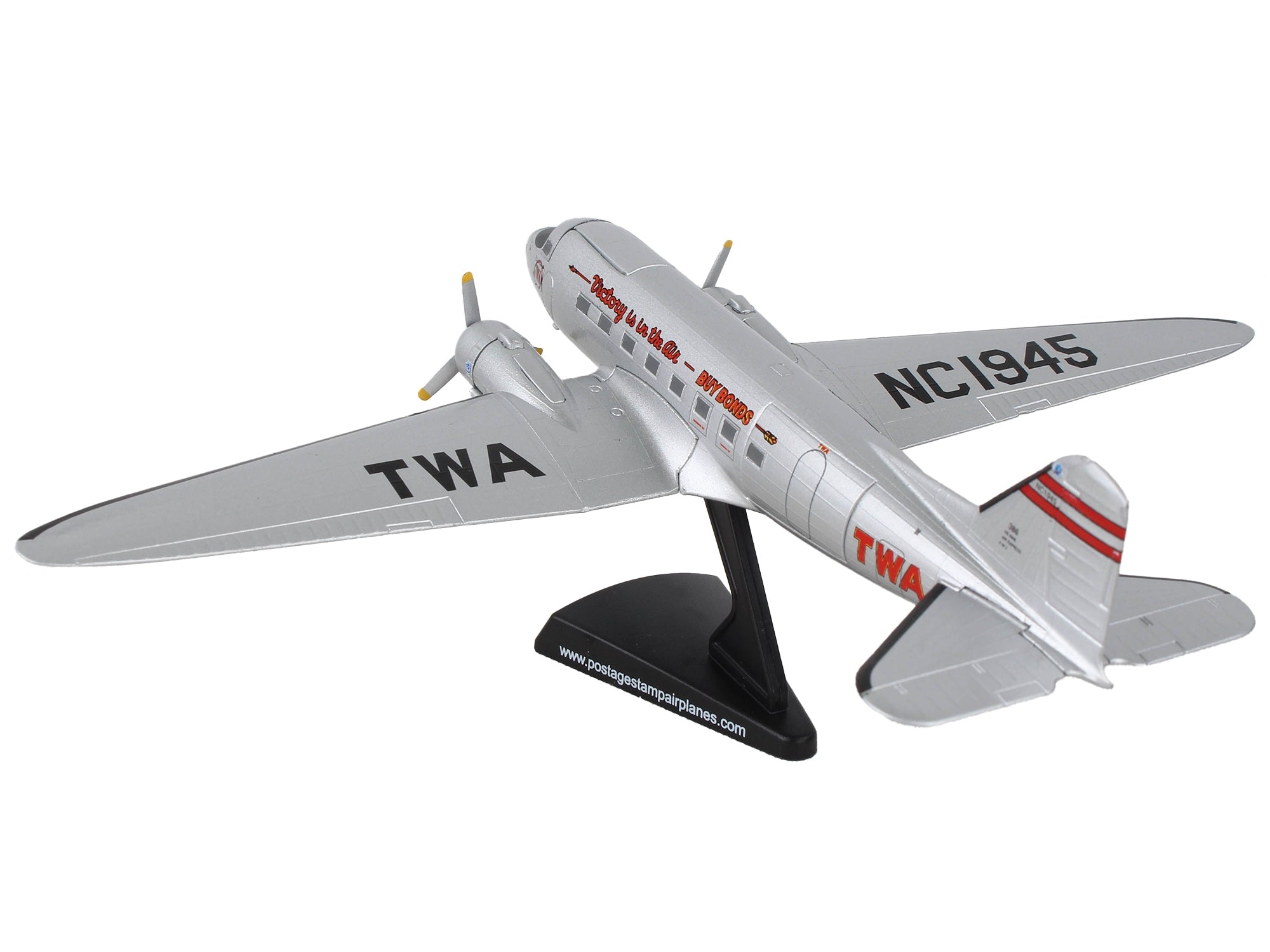 Douglas DC-3 Passenger Aircraft "Trans World Airlines - Victory is in the Air" 1/144 Diecast Model Airplane by Postage Stamp - Premium Douglas from Postage Stamp - Just $52.99! Shop now at Rapidvehicles