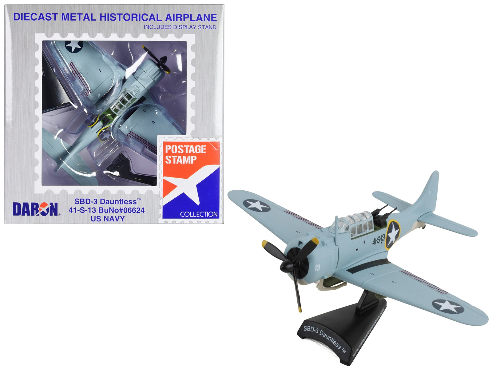 Douglas SBD-3 Dauntless Aircraft "41-S-13" United States Navy 1/87 Diecast Model Airplane by Postage Stamp