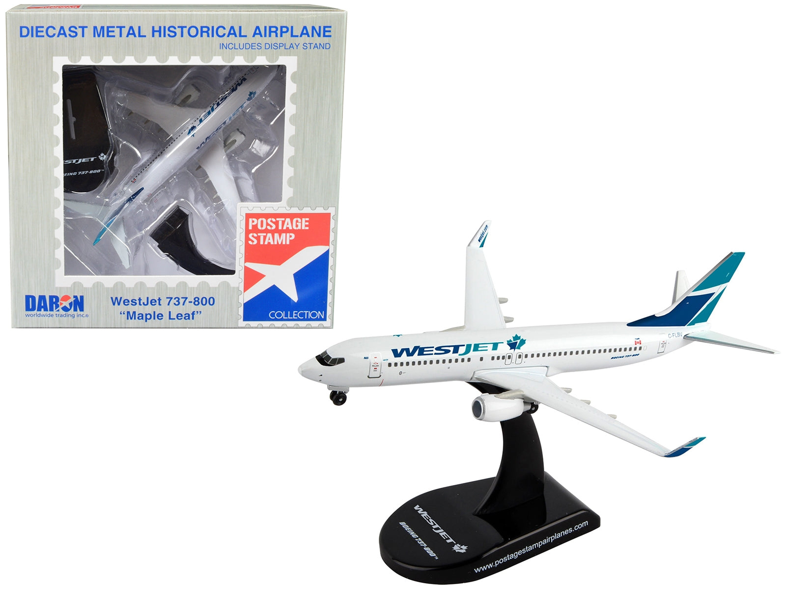 Boeing 737 Next Generation Commercial Aircraft "WestJet Airlines - Maple Leaf Logo Livery" 1/300 Diecast Model Airplane by Postage Stamp - Premium Boeing from Postage Stamp - Just $45.99! Shop now at Rapidvehicles