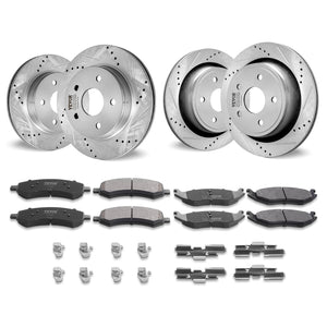 VEVOR Drilled Slotted Front and Rear Brake Rotors Pads Kit for Dodge Ram 1500 - Premium brake rotor kit from VEVOR - Just $313.29! Shop now at Rapidvehicles