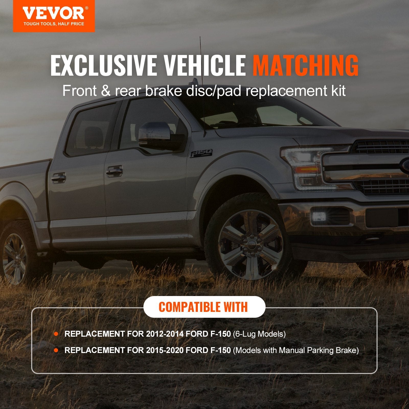 VEVOR Drilled Slotted Front&Rear Brake Rotors Pads Kit for 2012-2020 Ford F-150 - Premium brake rotor kit from VEVOR - Just $376.99! Shop now at Rapidvehicles