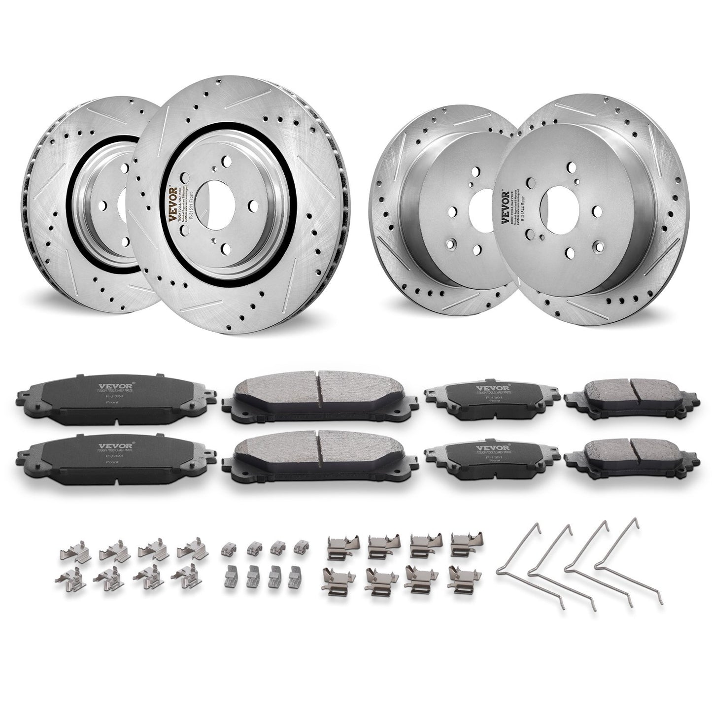 VEVOR Drilled Slotted Front&Rear Brake Rotors Pads for Toyota - Premium brake rotor kit from VEVOR - Just $267.89! Shop now at Rapidvehicles