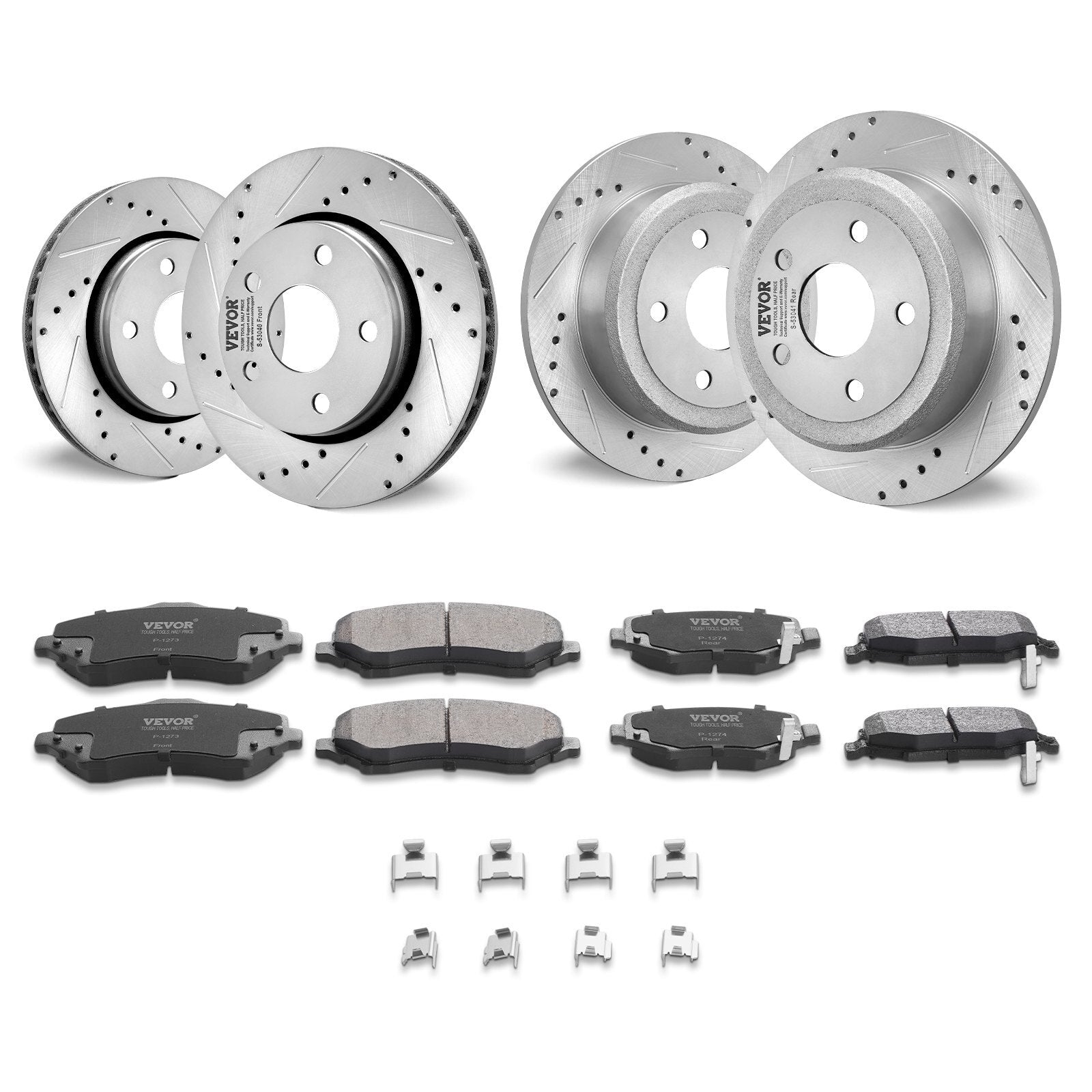 VEVOR Drilled Slotted Front&Rear Brake Rotors Pads Kit for 07-2017 Jeep Wrangler - Premium brake rotor kit from VEVOR - Just $268.99! Shop now at Rapidvehicles