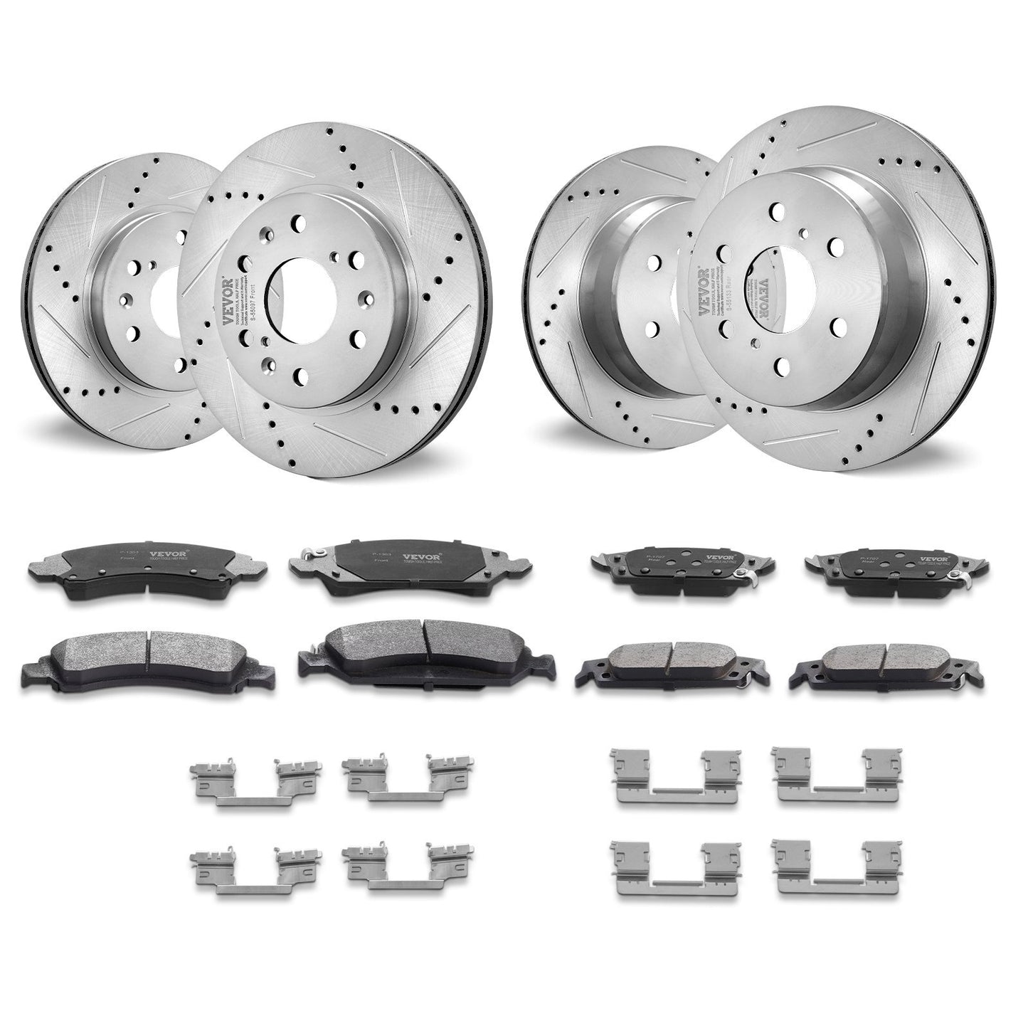 VEVOR Drilled Slotted Front Rear Brake Rotors Pads Kit for Chevy - Premium brake rotor kit from VEVOR - Just $308.78! Shop now at Rapidvehicles