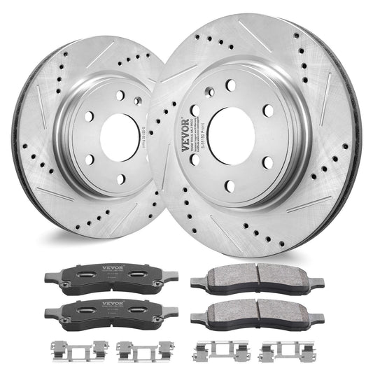 VEVOR Drilled Slotted Front Brake Rotors Pads Kit for Chevy - Premium brake rotor kit from VEVOR - Just $149.45! Shop now at Rapidvehicles