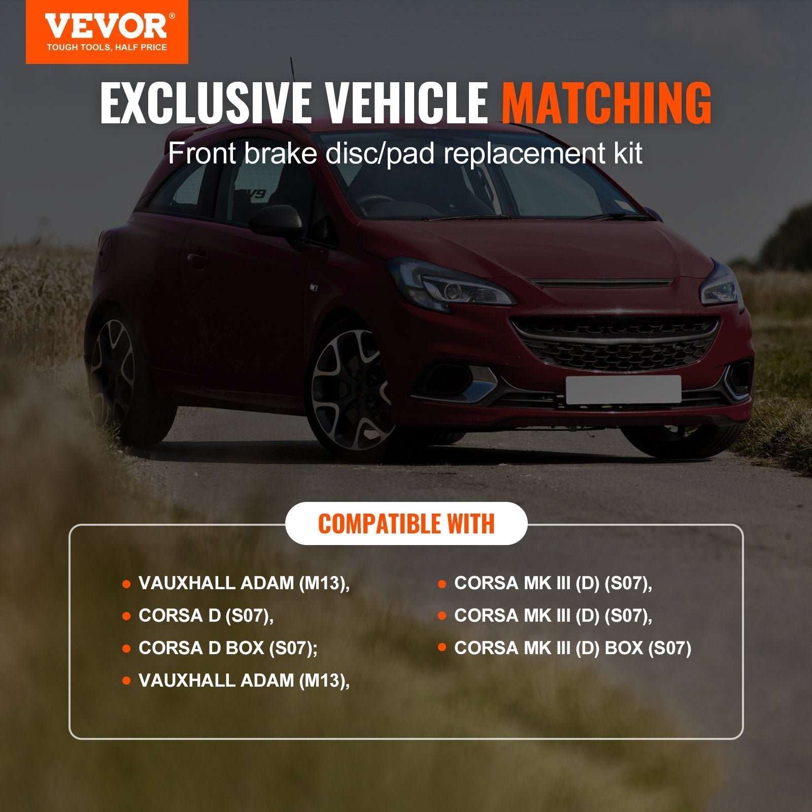 VEVOR Front Ceramic Brake Pads & Rotors Kit for Vauxhall Adam Corsa D Hatchback - Premium brake rotor kit from VEVOR - Just $97.99! Shop now at Rapidvehicles