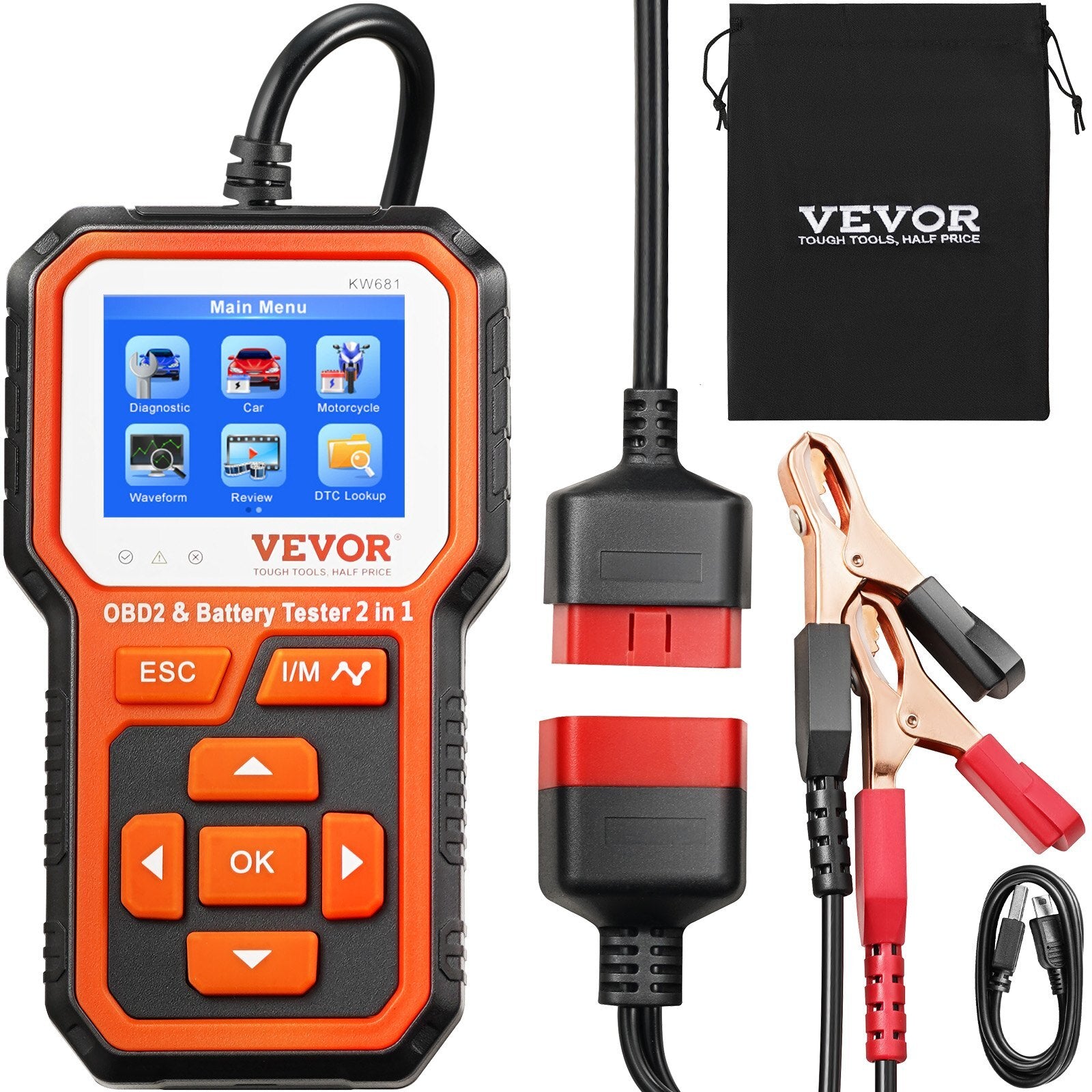 VEVOR OBD2 Scanner Battery Tester 6V/12V - Upgrade 2 IN1 OBD Scanner Diagnostic Tool Car 100-2000 Battery Charging Cranking System Test Car Code Reader Scan Tool for All OBDII Protocol Cars Since 1996 - Premium Code Readers & Scan Tools from VEVOR - Just $79.79! Shop now at Rapidvehicles