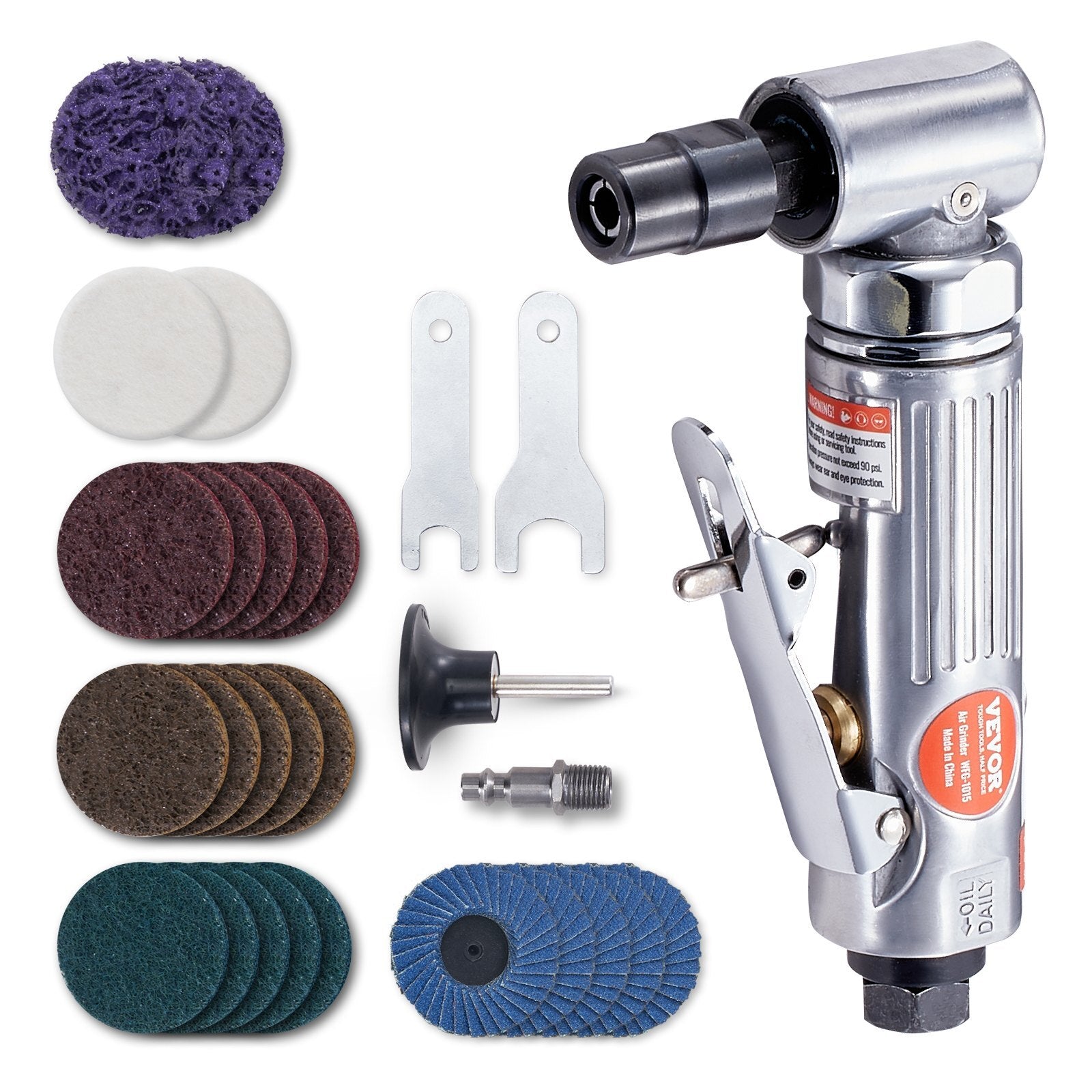 VEVOR Air Die Grinder, 1/4" Right Angle Die Grinder 20000RPM, Lightweight, Ball Bearing Construction, 24PCS Discs for Grinding, Polishing, Deburring, Rust Removal - Premium Air Sanders from VEVOR - Just $58.79! Shop now at Rapidvehicles