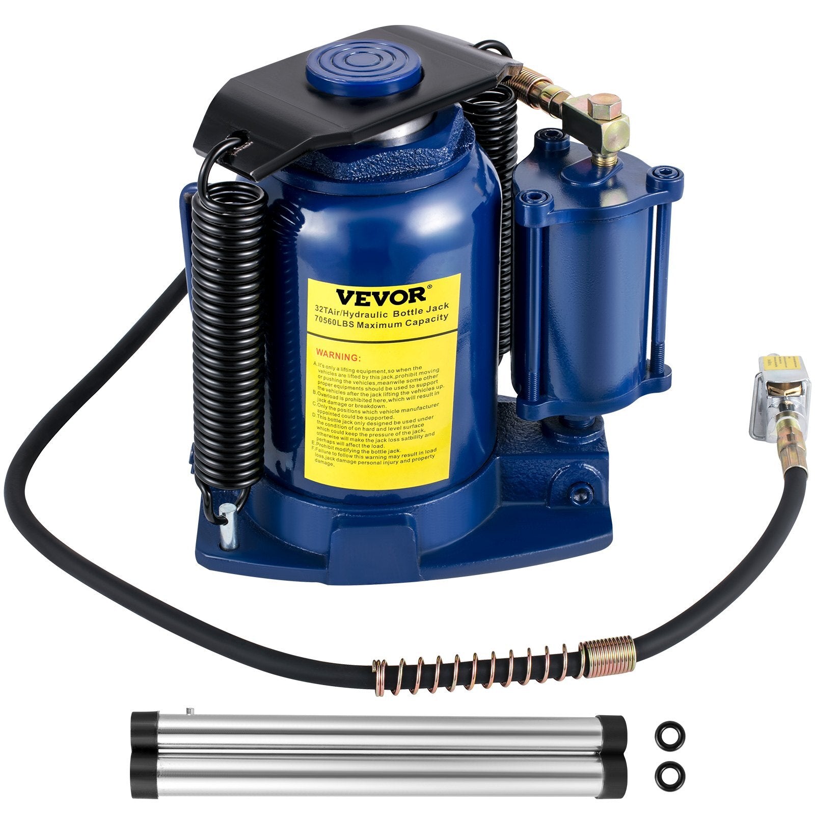 VEVOR Air Hydraulic Bottle Jack, 32 Ton/70550lbs Pneumatic Hydraulic Bottle Jack, Pneumatic/Manual Dual Operation High Lift Bottle Jack, with Manual Hand Pump for Heavy Duty Auto Truck RV Repair Lift - Premium Bottle Jacks from VEVOR - Just $137.99! Shop now at Rapidvehicles