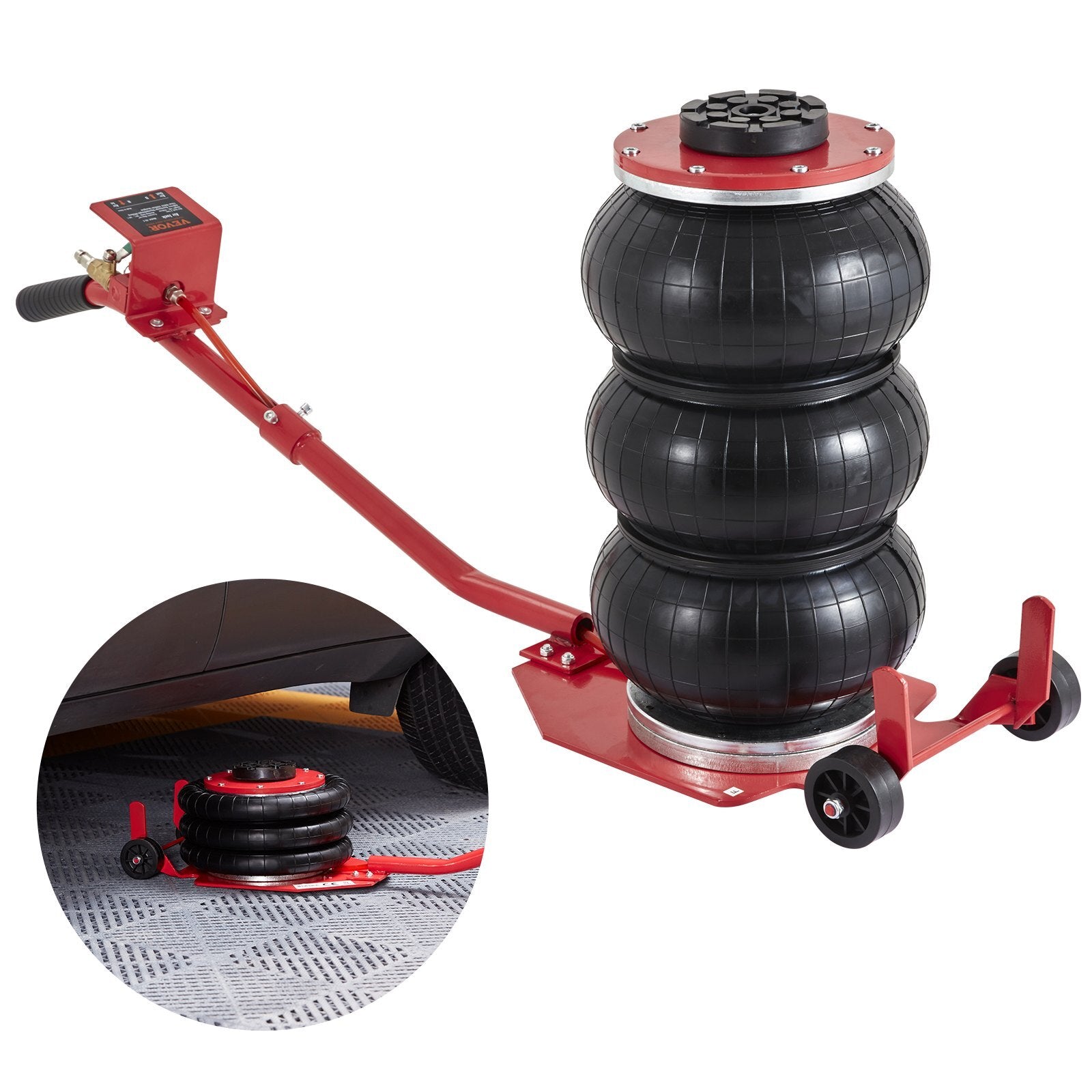 VEVOR Air Jack, 3 Ton/6600 lbs Triple Bag Air Jack, Airbag Jack with Six Steel Pipes, Lift up to 17.7 inch/450 mm, 3-5 s Fast Lifting Pneumatic Jack, with Long Handles for Cars, Garages, Repair, (Red) - Premium Pneumatic Car Jack from VEVOR - Just $109.19! Shop now at Rapidvehicles