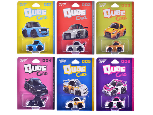 "QubeCarz" Series #1 Set of 6 pieces 1/64 Diecast Model Cars by Mini GT