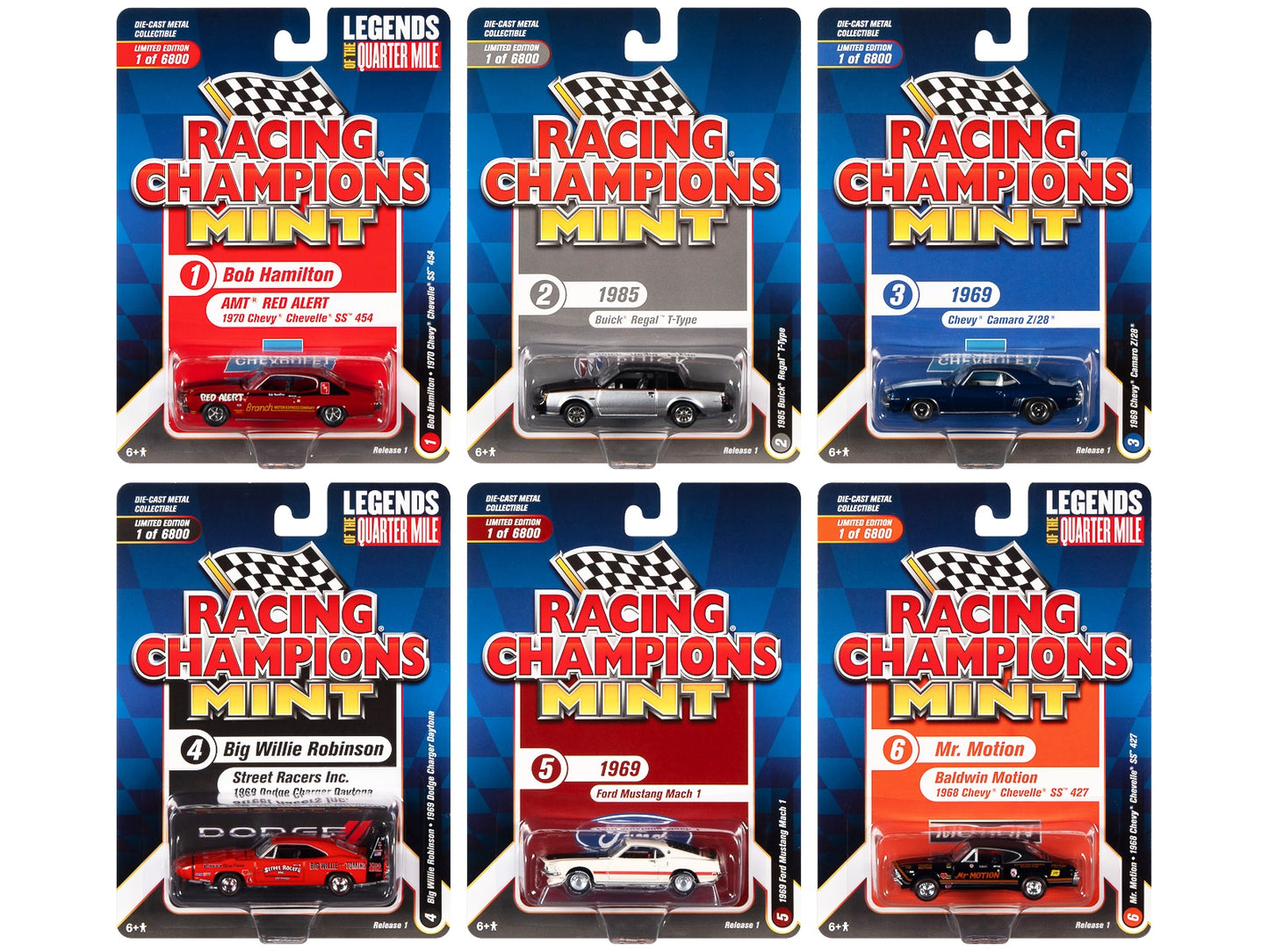 "Racing Champions Mint 2022" Set of 6 Cars Release 1 1/64 Diecast