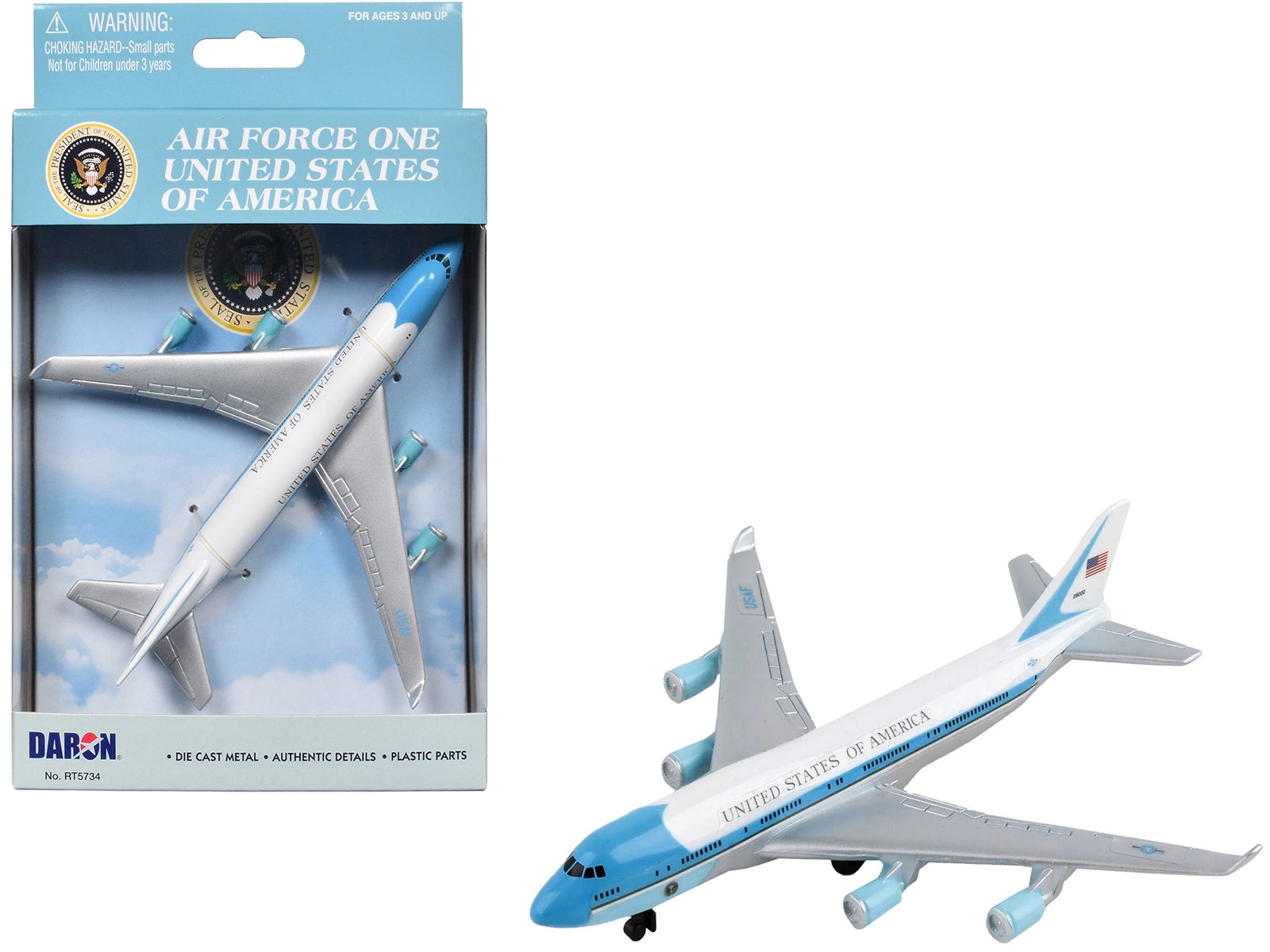 Air Force One Aircraft "United States of America" White with Blue Stripes Diecast Model Airplane by Daron - Premium Aircrafts and War Planes from Daron - Just $29.91! Shop now at Rapidvehicles