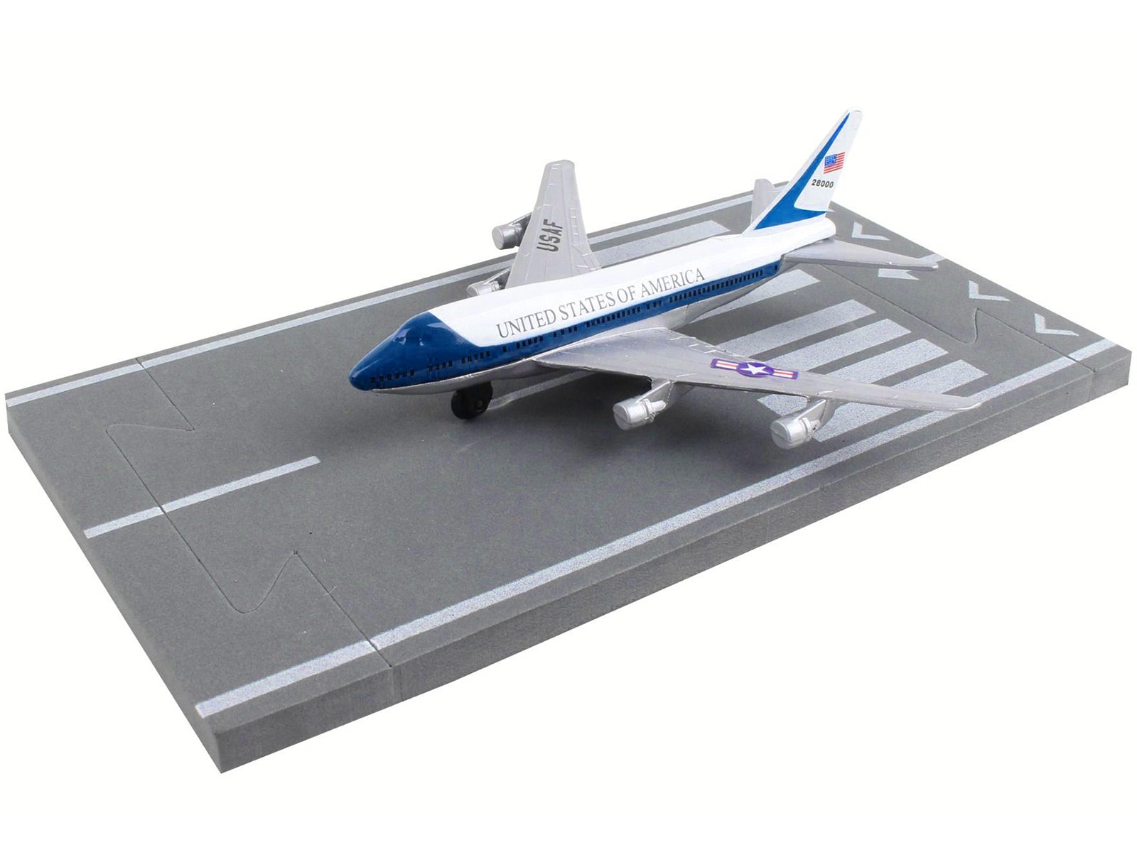 Boeing VC-25 Aircraft White and Blue "United States Air Force One" with Runway Section Diecast Model Airplane by Runway24 - Premium Boeing from Runway24 - Just $22.99! Shop now at Rapidvehicles