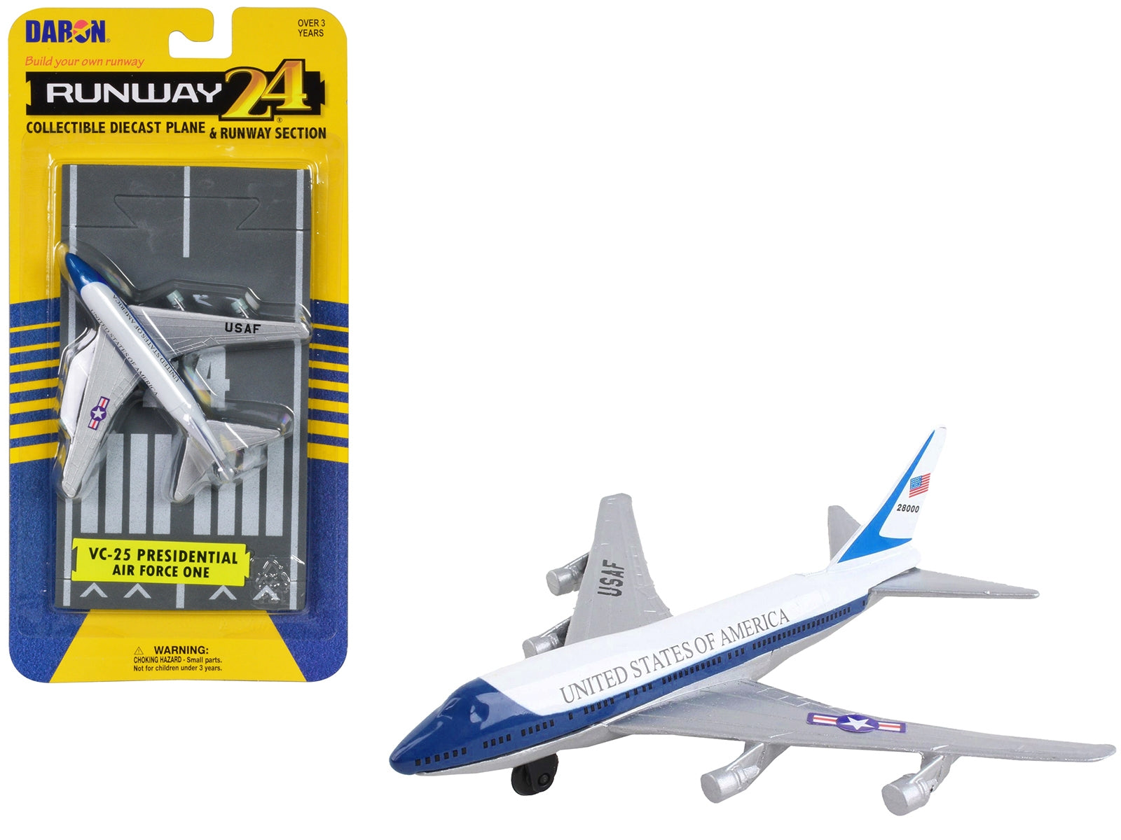 Boeing VC-25 Aircraft White and Blue "United States Air Force One" with Runway Section Diecast Model Airplane by Runway24 - Premium Boeing from Runway24 - Just $23.45! Shop now at Rapidvehicles