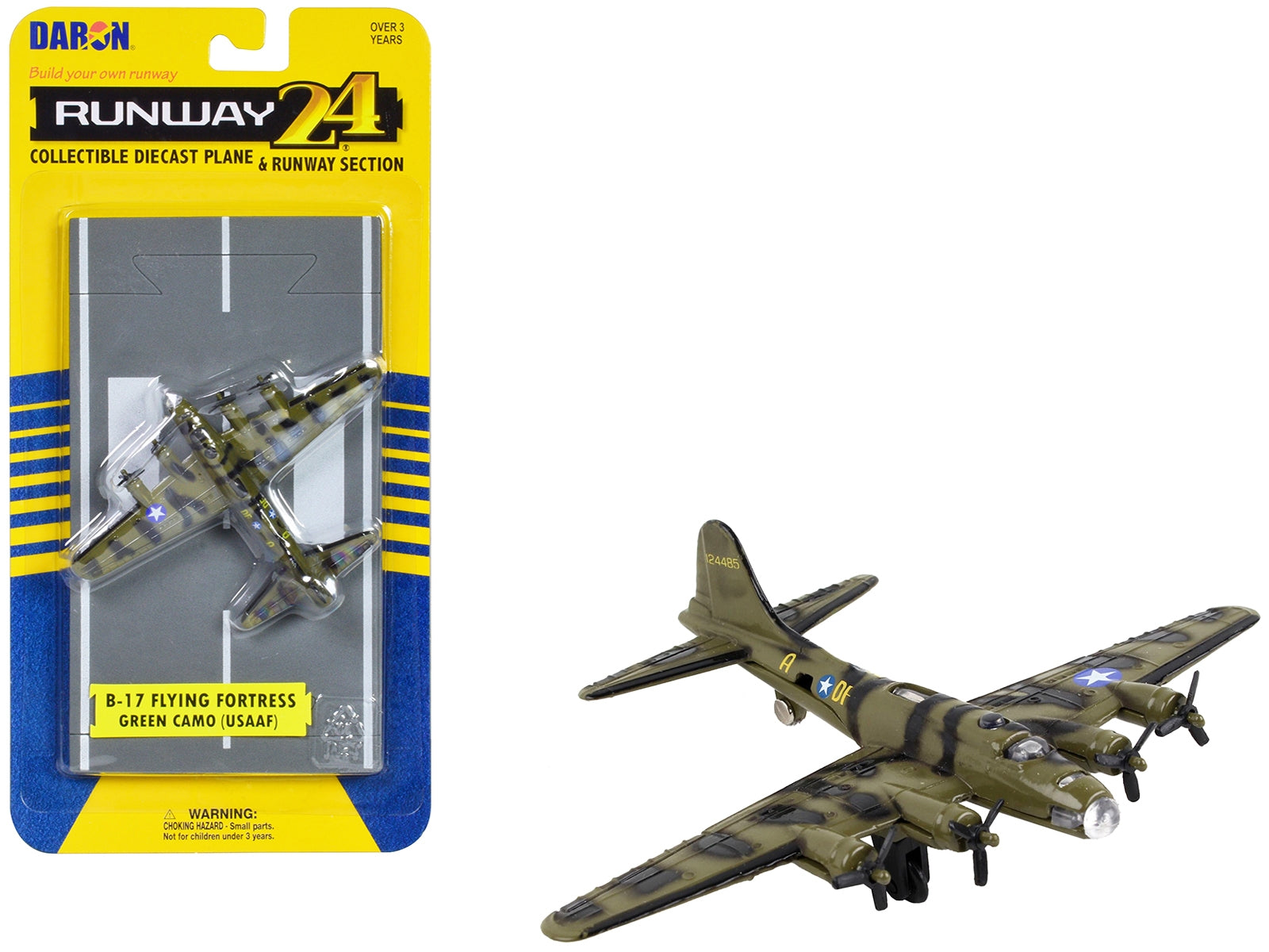 Boeing B-17 Flying Fortress Bomber Aircraft Olive Green Camouflage "United States Army Air Force" with Runway Section Diecast Model Airplane by Runway24 - Premium Boeing from Runway24 - Just $22.99! Shop now at Rapidvehicles