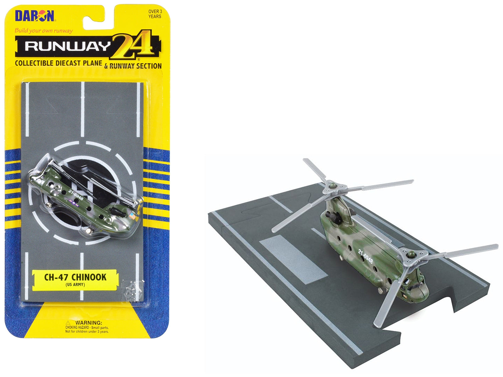 Boeing CH-47 Chinook Helicopter Olive Camouflage "United States Army" with Runway Section Diecast Model by Runway24 - Premium Boeing from Runway24 - Just $22.99! Shop now at Rapidvehicles