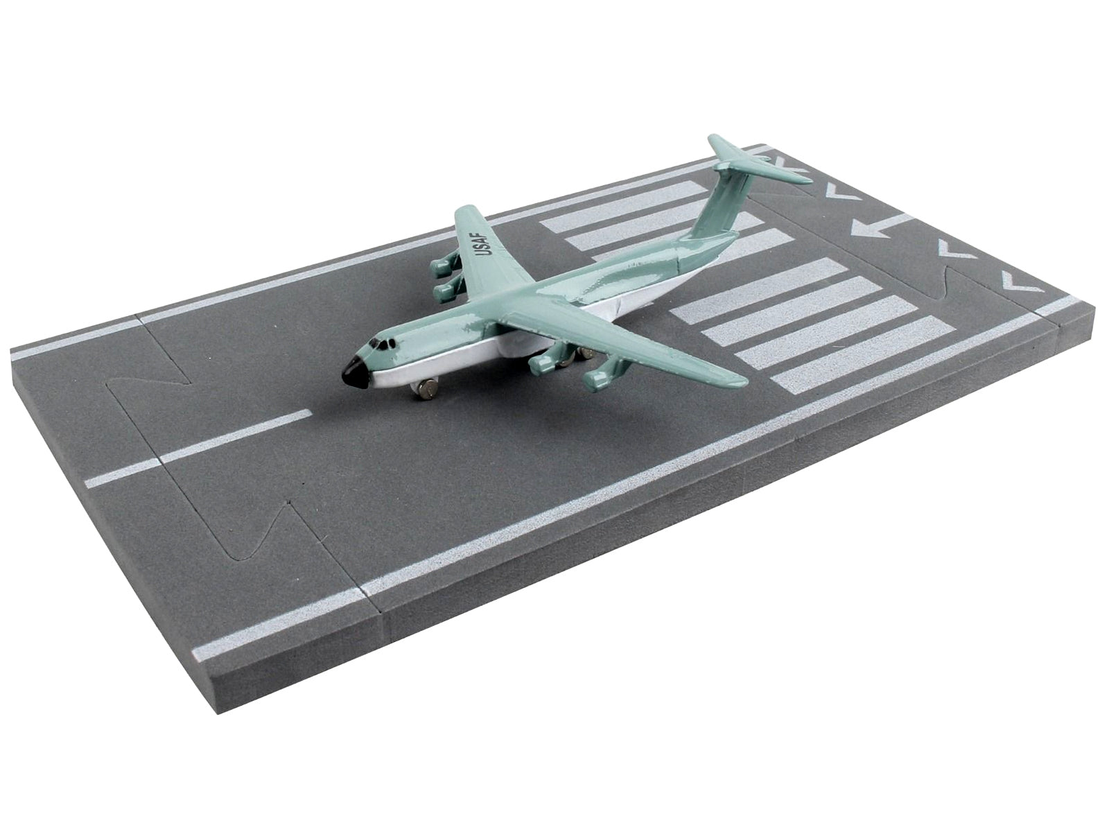 Lockheed C-5 Galaxy Transport Aircraft Gray and White "United States Air Force" with Runway Section Diecast Model Airplane by Runway24 - Premium Lockheed from Runway24 - Just $22.99! Shop now at Rapidvehicles