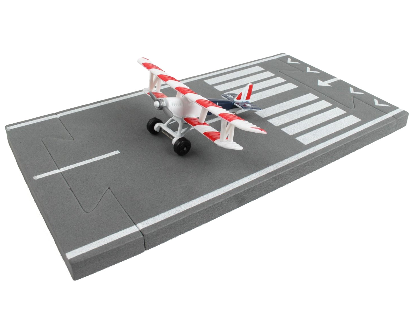 Curtiss JN-4 "Jenny" Training Aircraft Red & White with Blue Tail "United States Flag Livery" with Runway Section Diecast Model Airplane by Runway24 - Premium Curtiss from Runway24 - Just $22.99! Shop now at Rapidvehicles