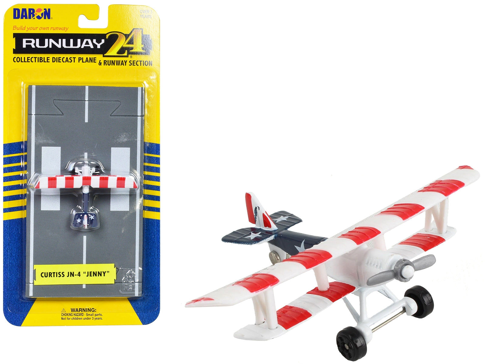 Curtiss JN-4 "Jenny" Training Aircraft Red & White with Blue Tail "United States Flag Livery" with Runway Section Diecast Model Airplane by Runway24 - Premium Curtiss from Runway24 - Just $22.99! Shop now at Rapidvehicles