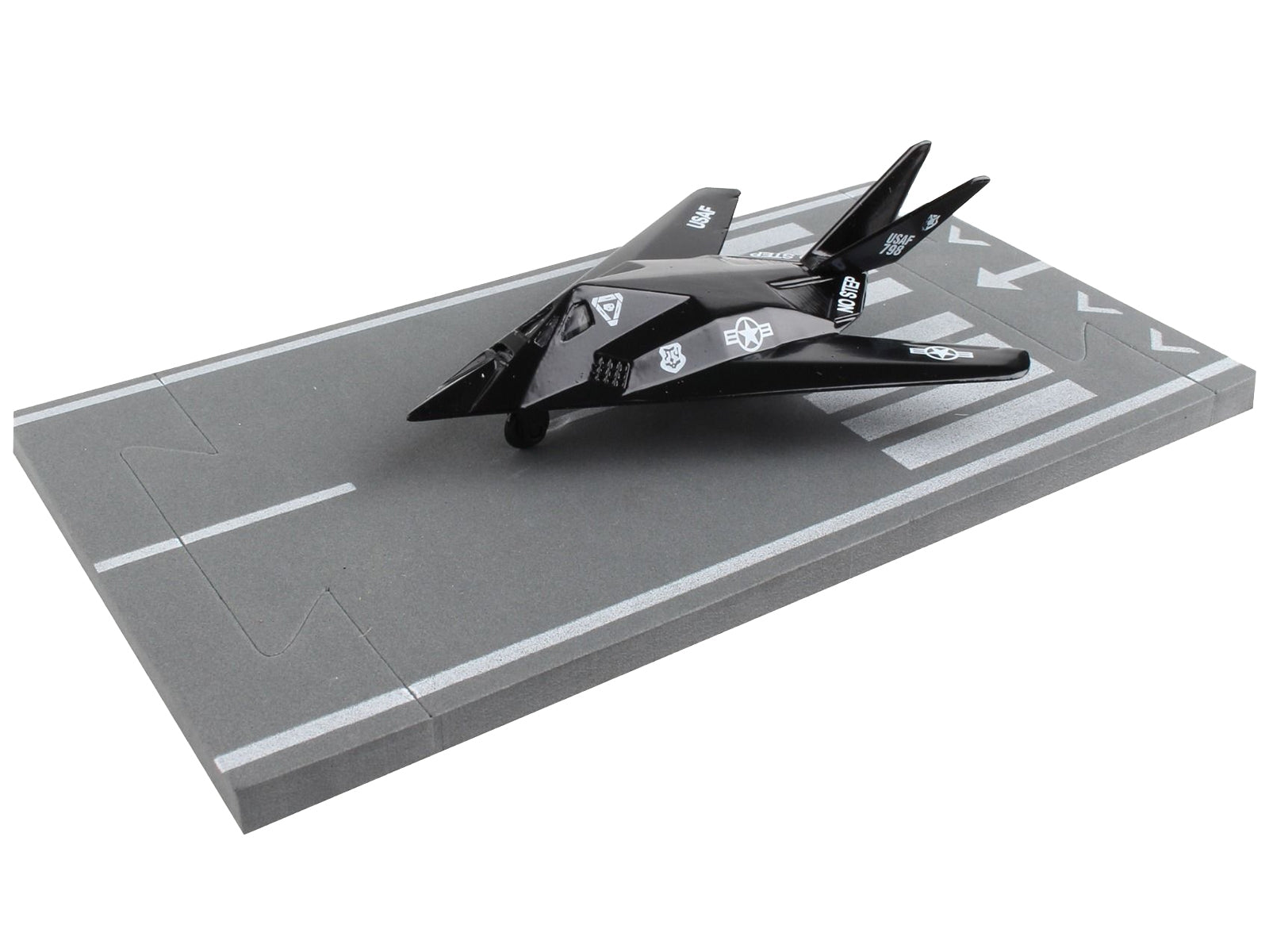 Lockheed F-117 Nighthawk Stealth Aircraft Black "United States Air Force" with Runway Section Diecast Model Airplane by Runway24 - Premium Lockheed from Runway24 - Just $22.99! Shop now at Rapidvehicles