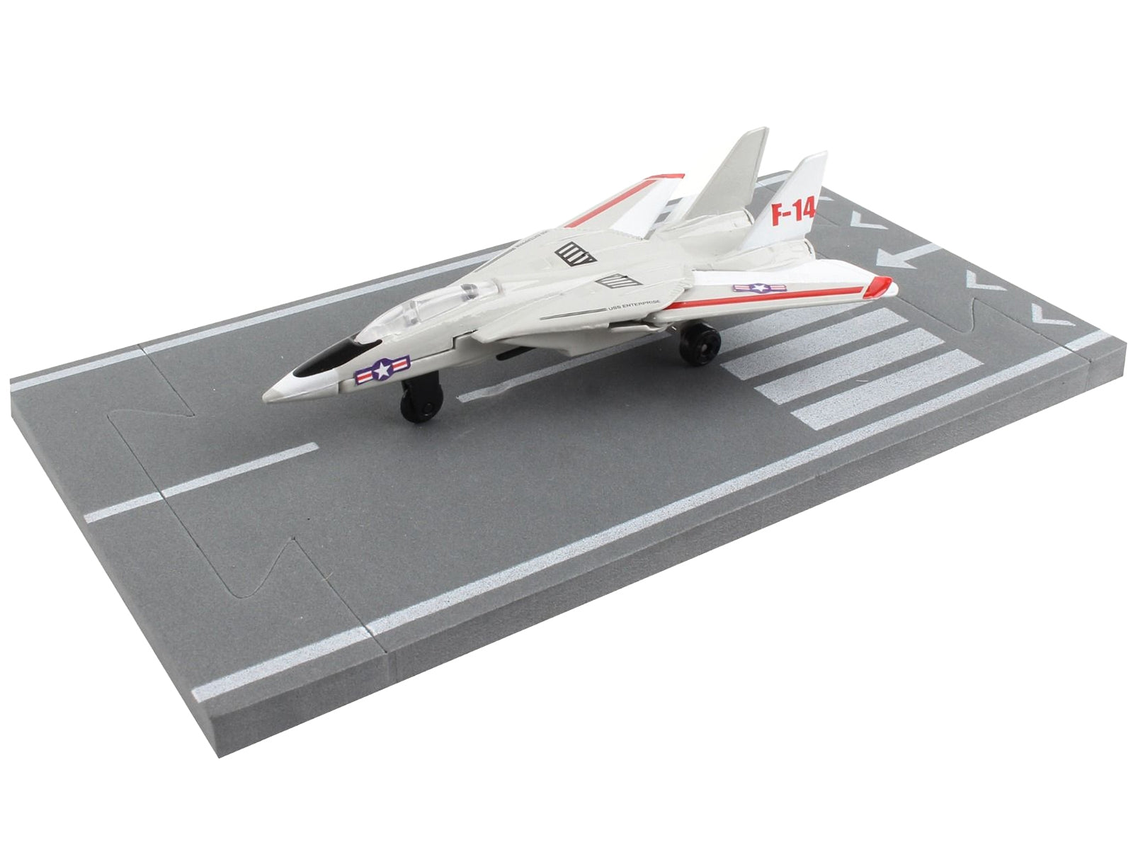 Grumman F-14 Tomcat Fighter Aircraft Gray with Red Stripes "United States Navy Test Aircraft" with Runway Section Diecast Model Airplane by Runway24 - Premium Grumman from Runway24 - Just $22.99! Shop now at Rapidvehicles